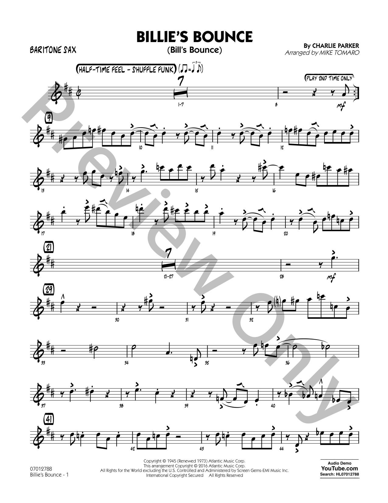 Billie's Bounce Jazz Sheet Music | J.W. Pepper