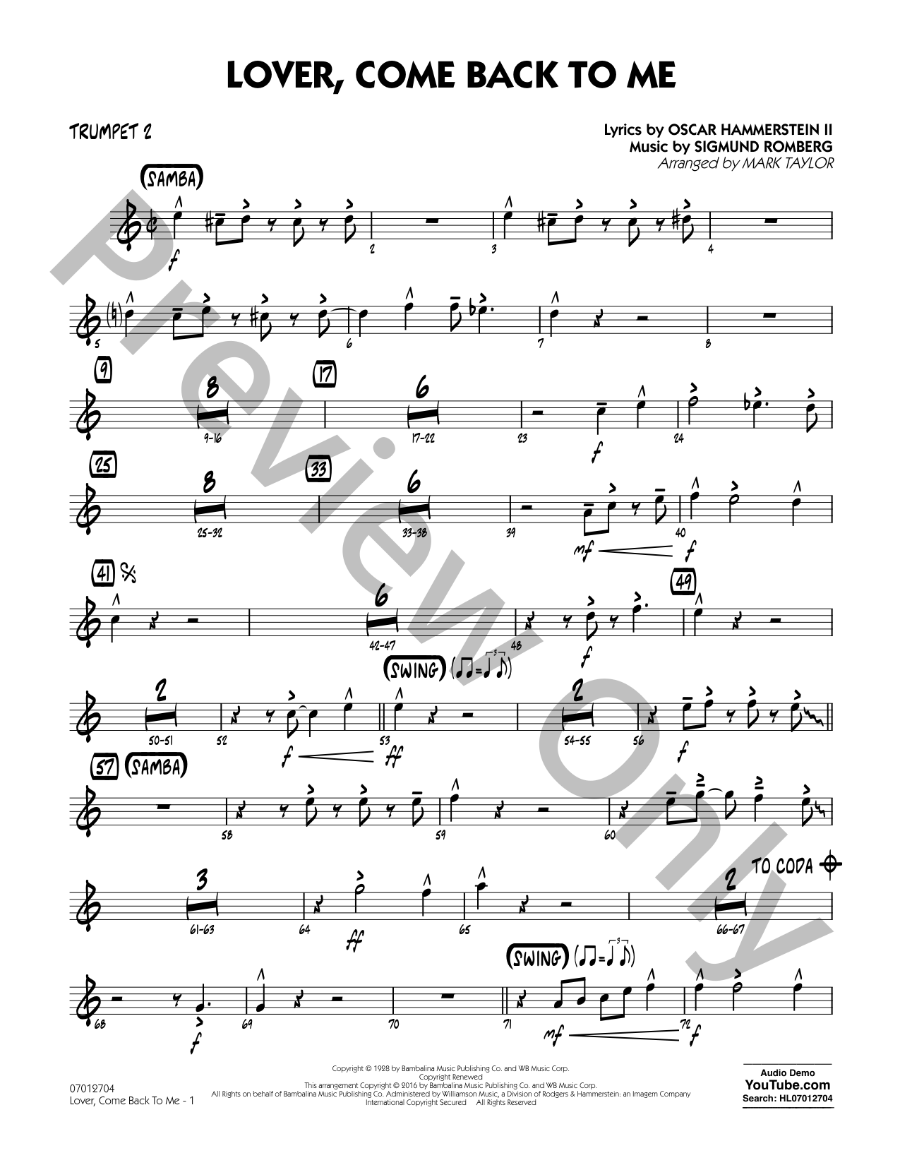 Lover, Come Back to Me Jazz Sheet Music | J.W. Pepper