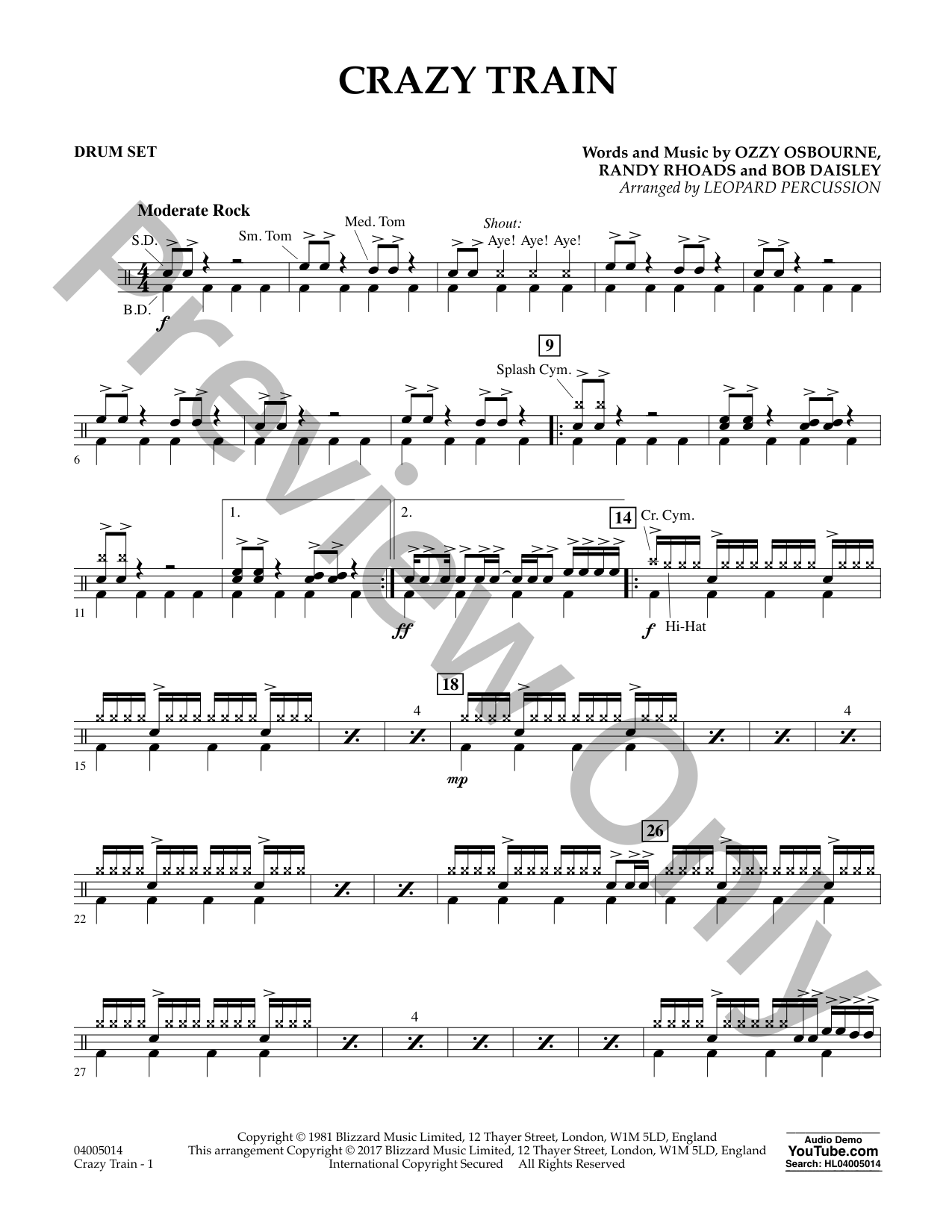 Crazy Train Sheet Music | J.W. Pepper