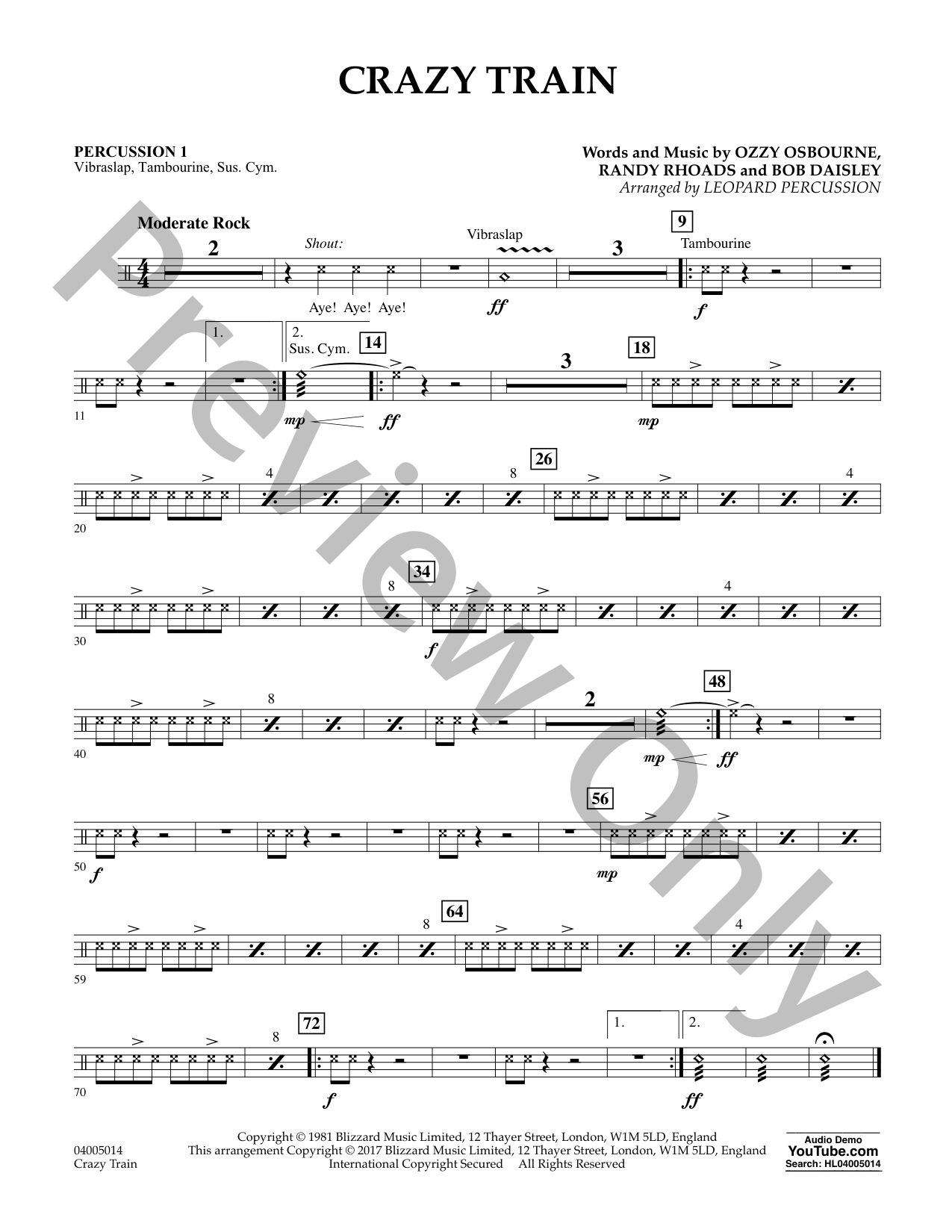 Crazy Train Sheet Music | J.W. Pepper