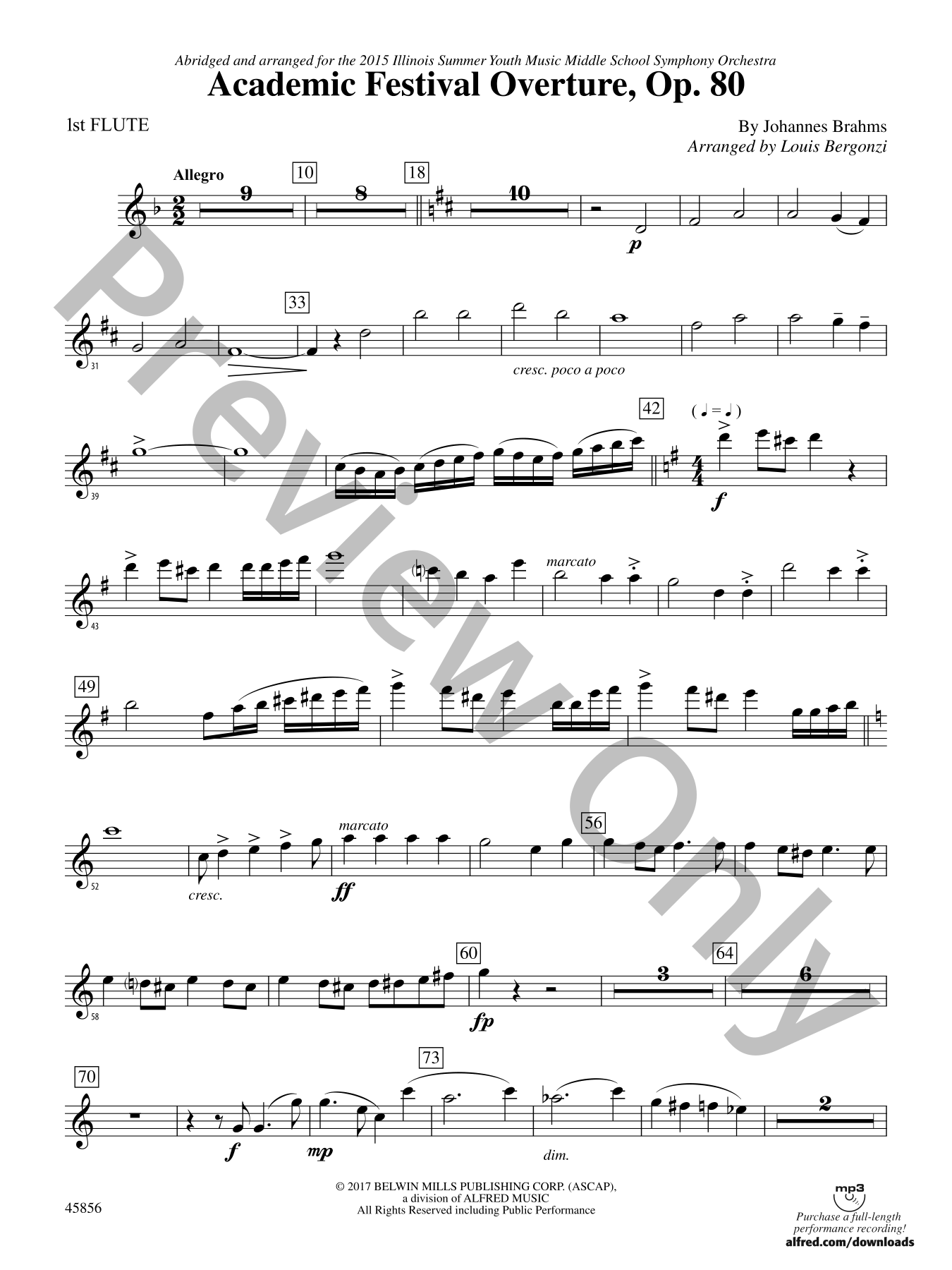 Academic Festival Overture, Op. 80 Orchestra Sheet Music | J.W. Pepper
