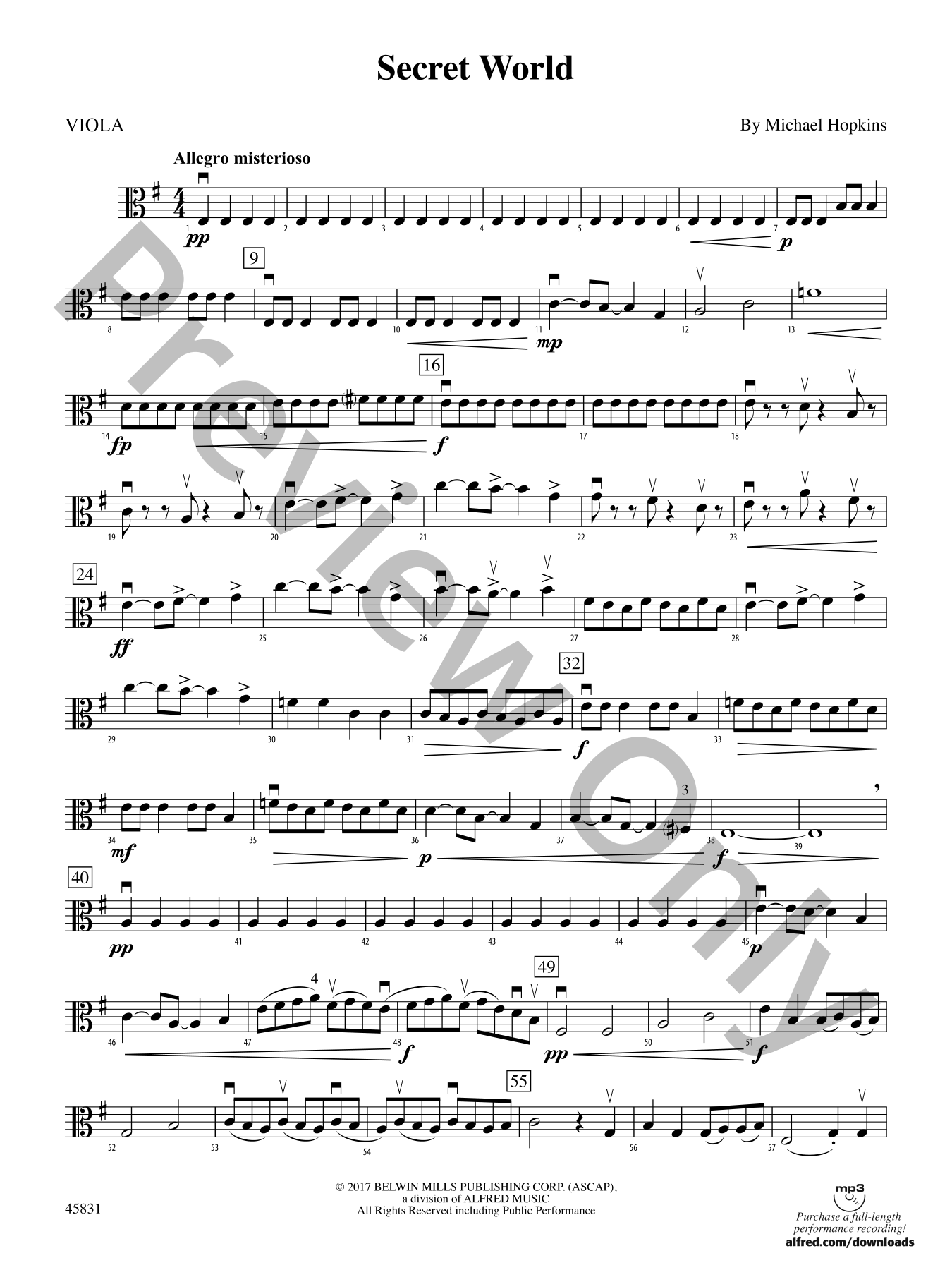 Secret World Orchestra Sheet Music | J.W. Pepper