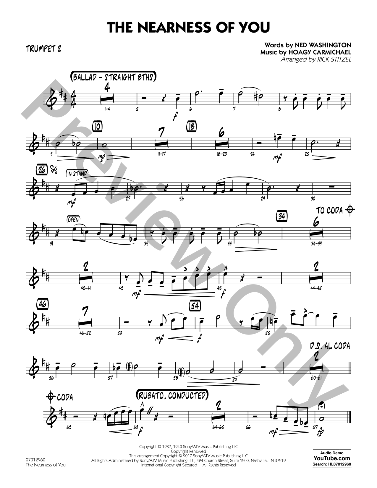 The Nearness of You Jazz Sheet Music | J.W. Pepper