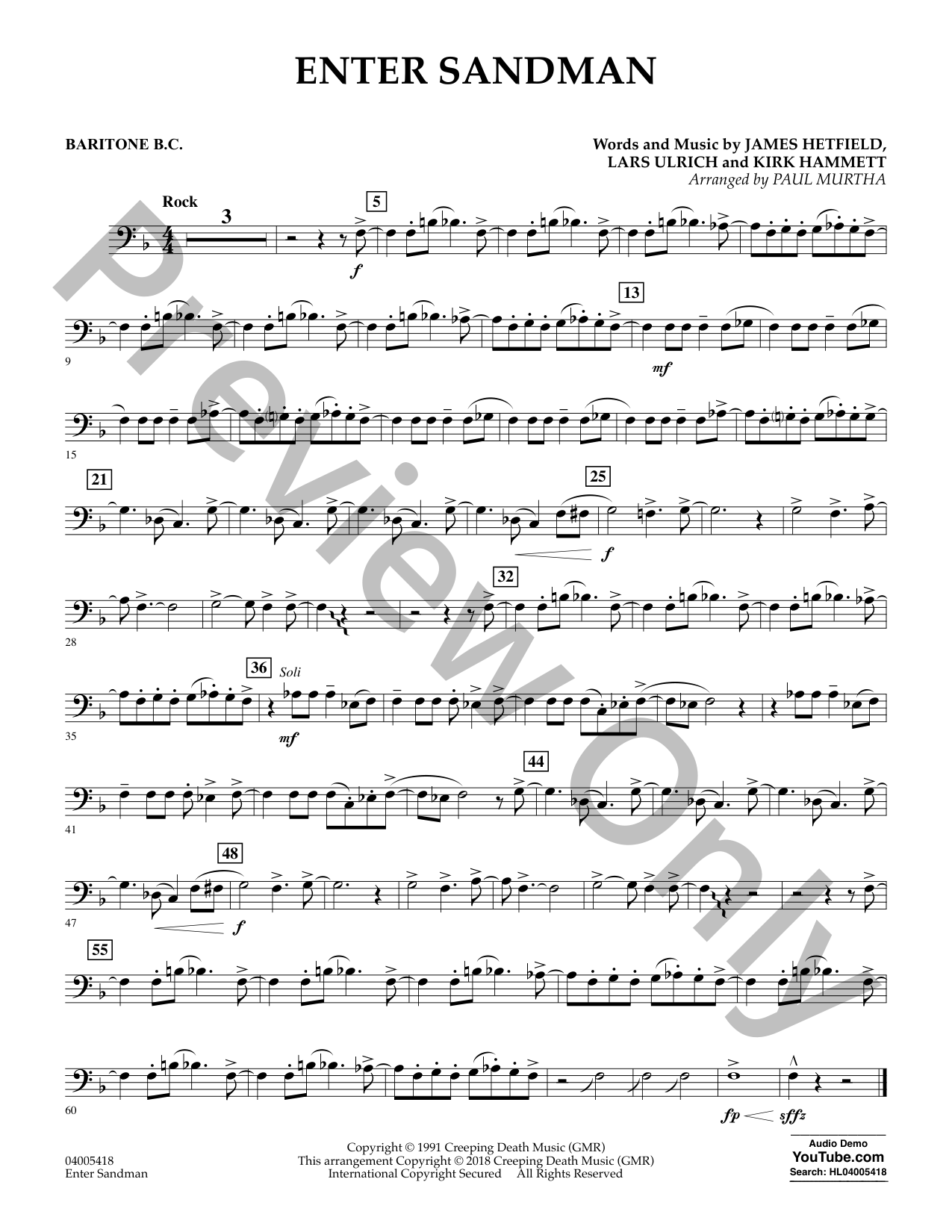 Enter Sandmanさま専用 Enter Sandman Concert Band Sheet Music | J.W. Pepper
