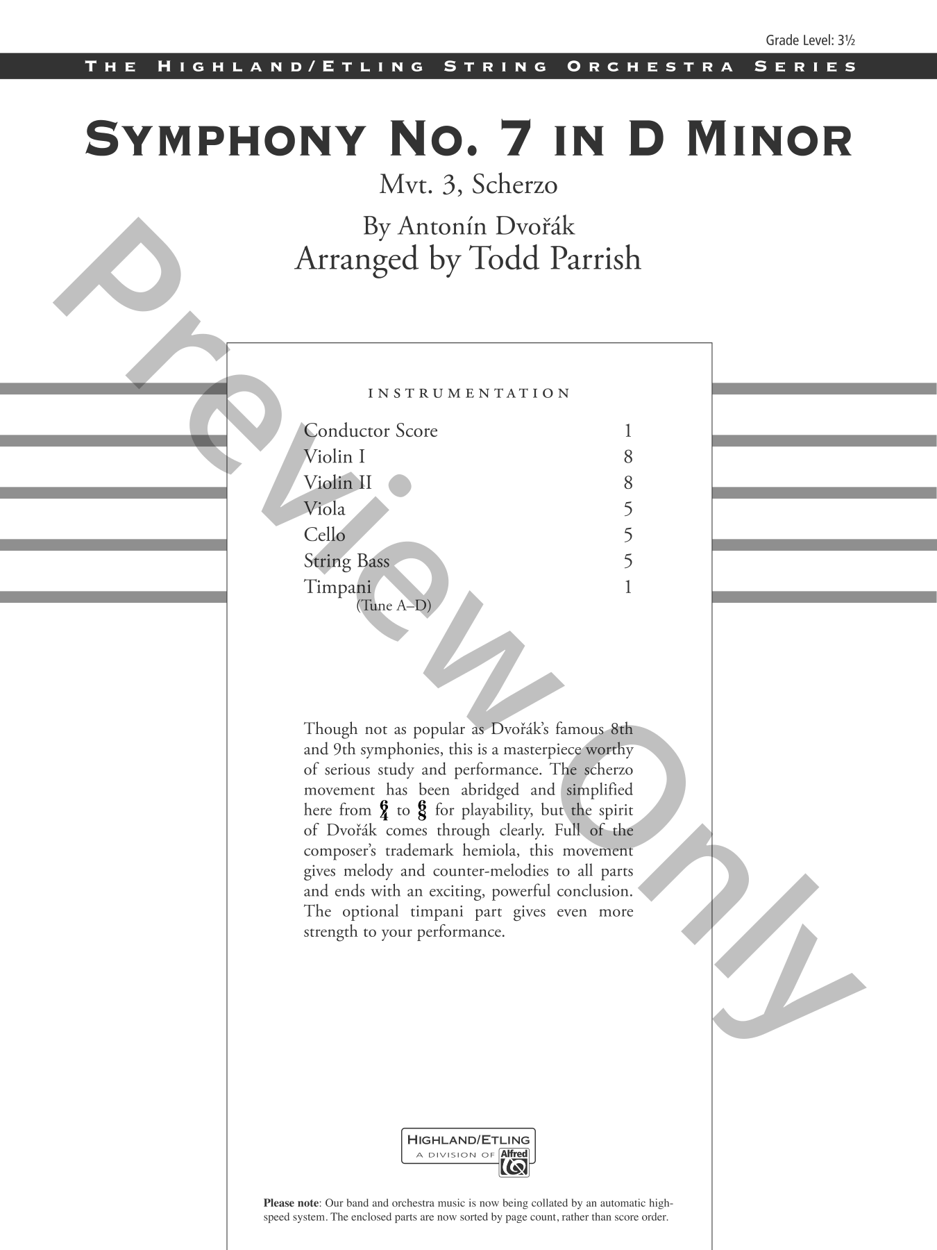 Symphony No. 7 in D Minor Orchestra Sheet Music | J.W. Pepper