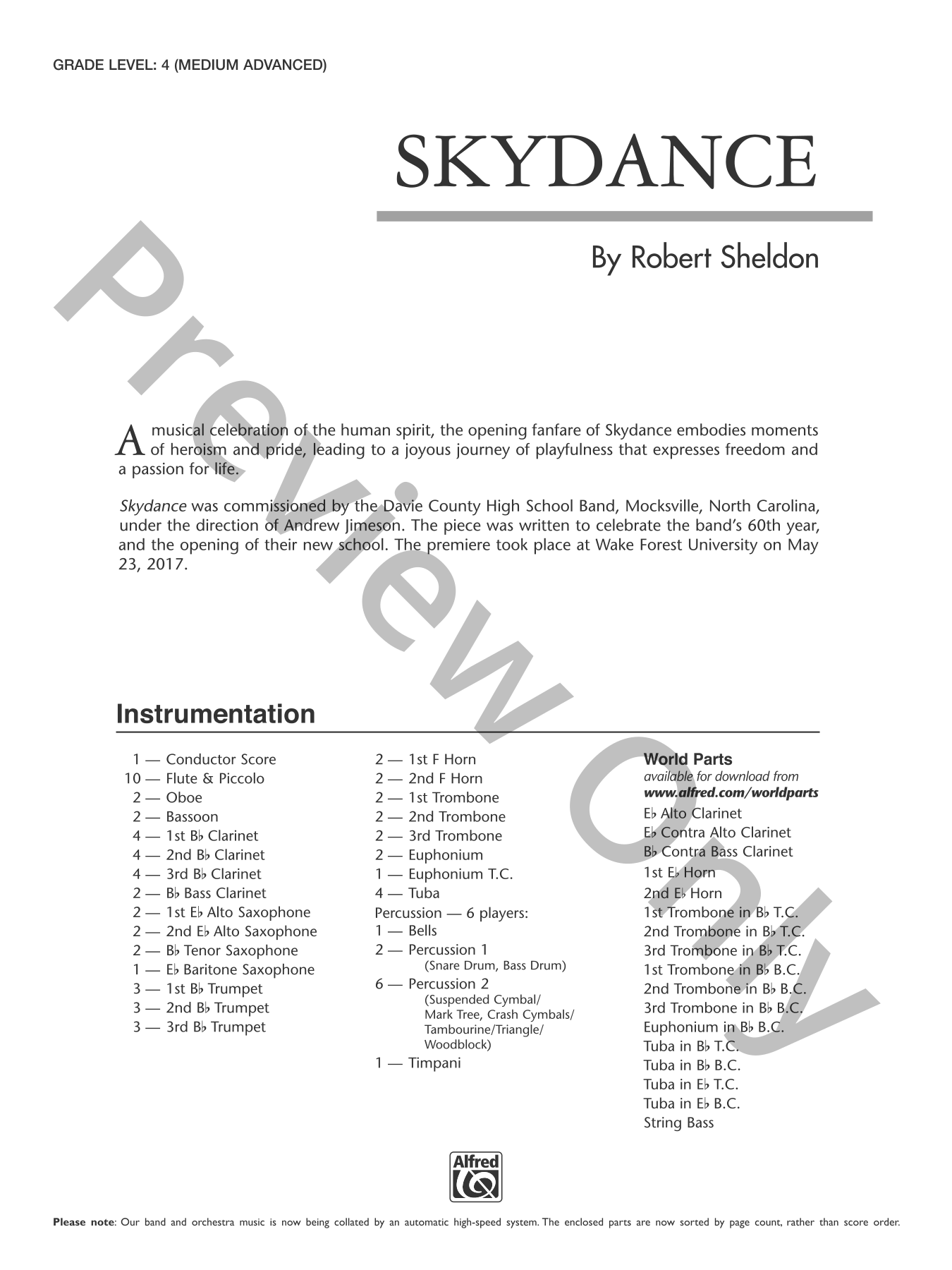 Skydance Concert Band Sheet Music | J.W. Pepper