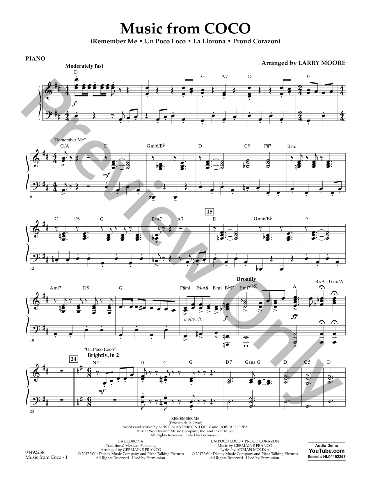 Coco Orchestra Sheet Music | J.W. Pepper