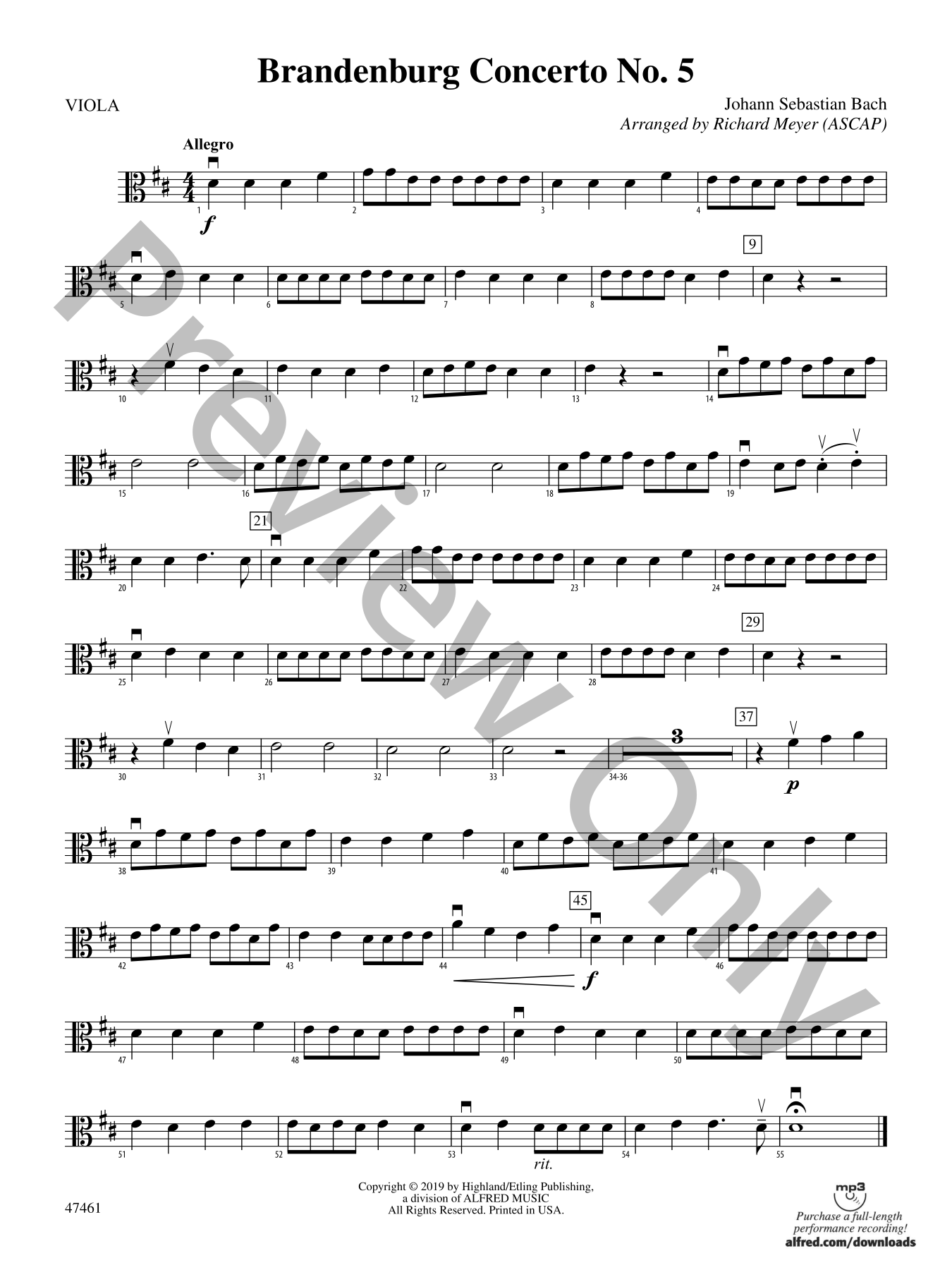 Brandenburg Concerto No. 5 Orchestra Sheet Music | J.W. Pepper