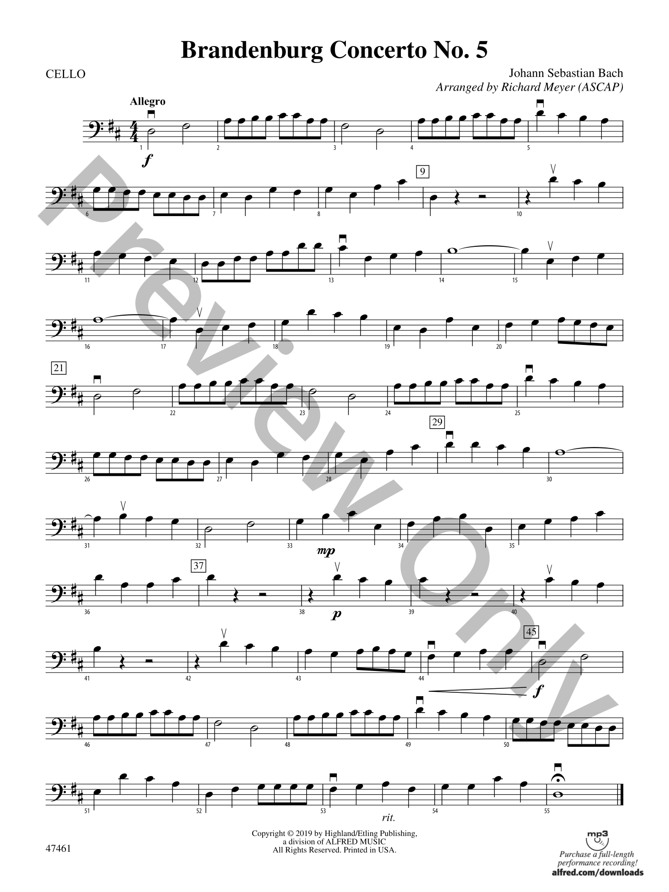 Brandenburg Concerto No. 5 Orchestra Sheet Music | J.W. Pepper