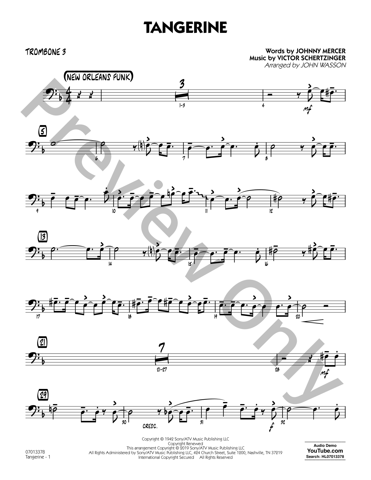 Tangerine Jazz Sheet Music | J.W. Pepper