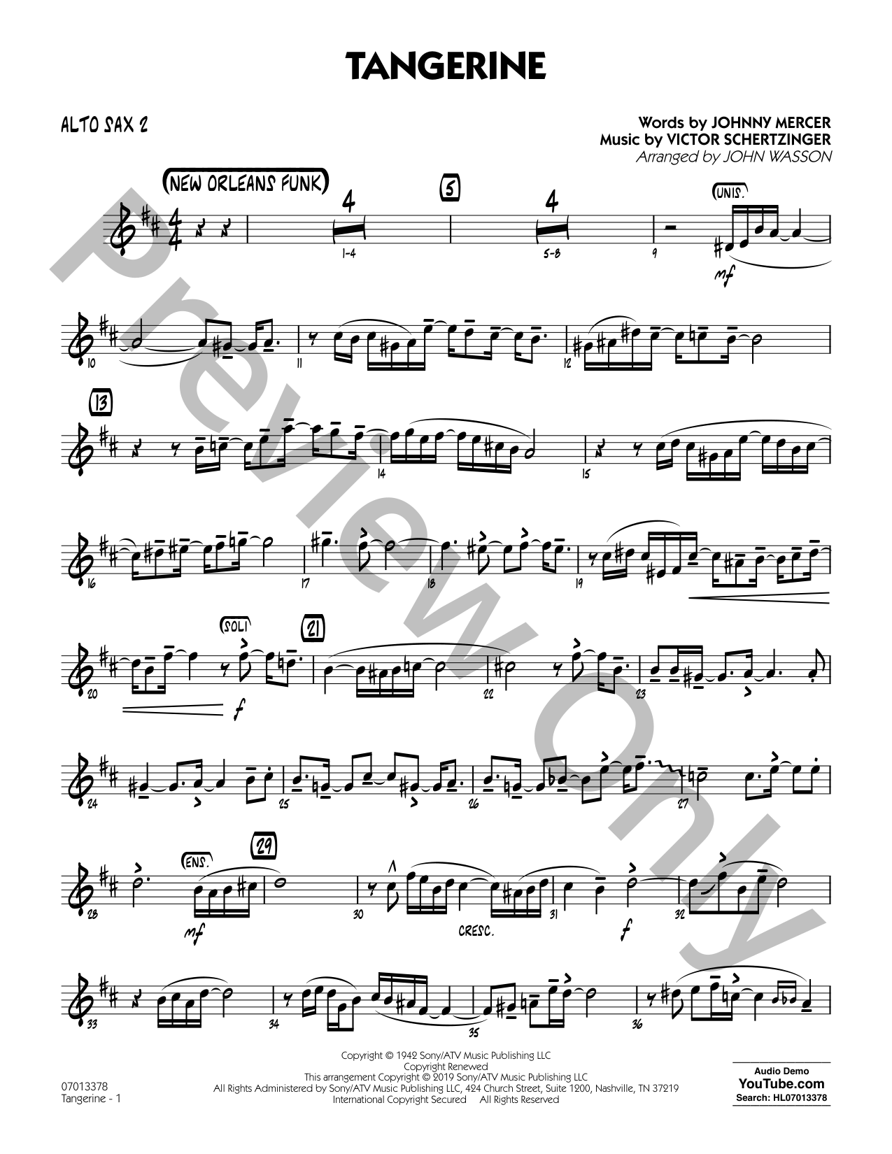 Tangerine Jazz Sheet Music | J.W. Pepper