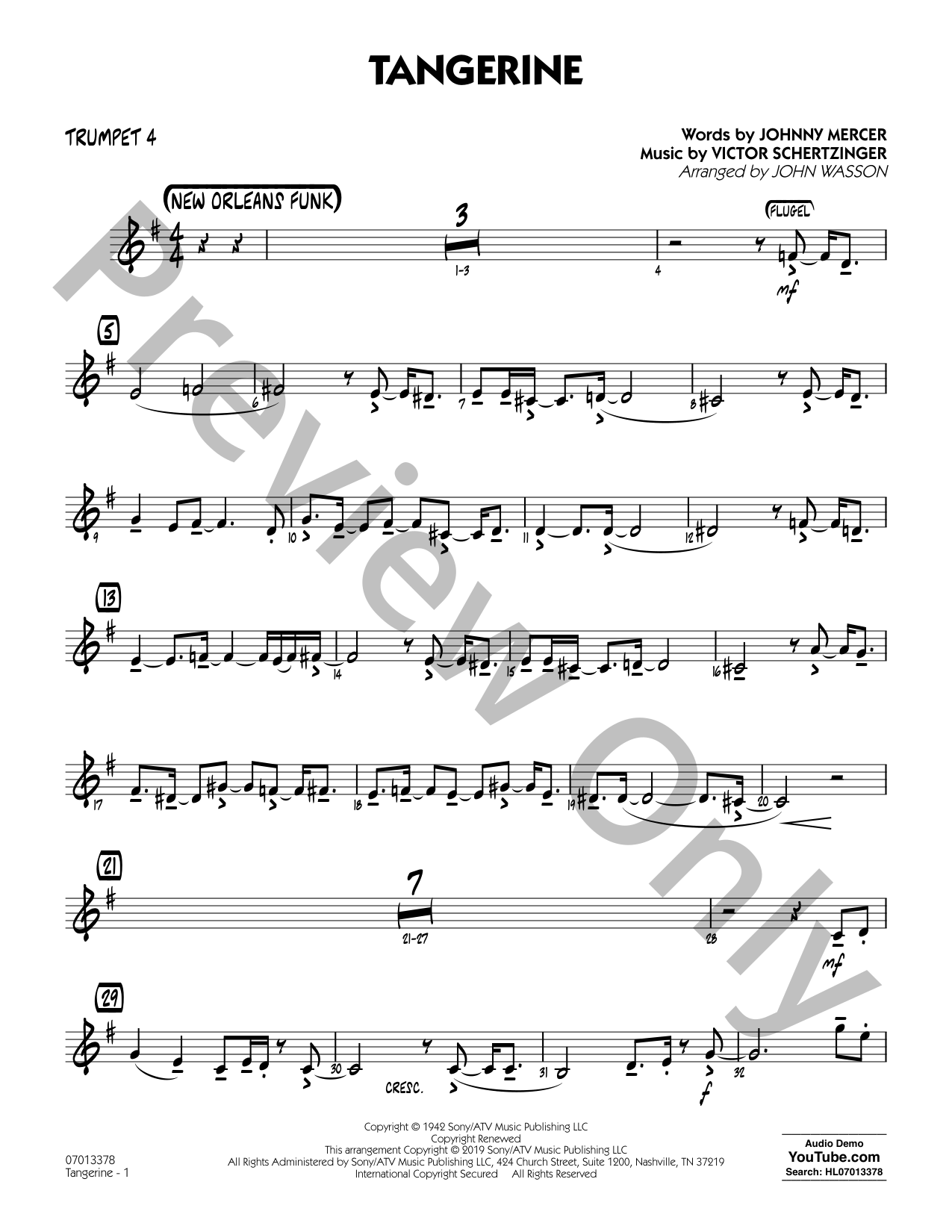 Tangerine Jazz Sheet Music | J.W. Pepper