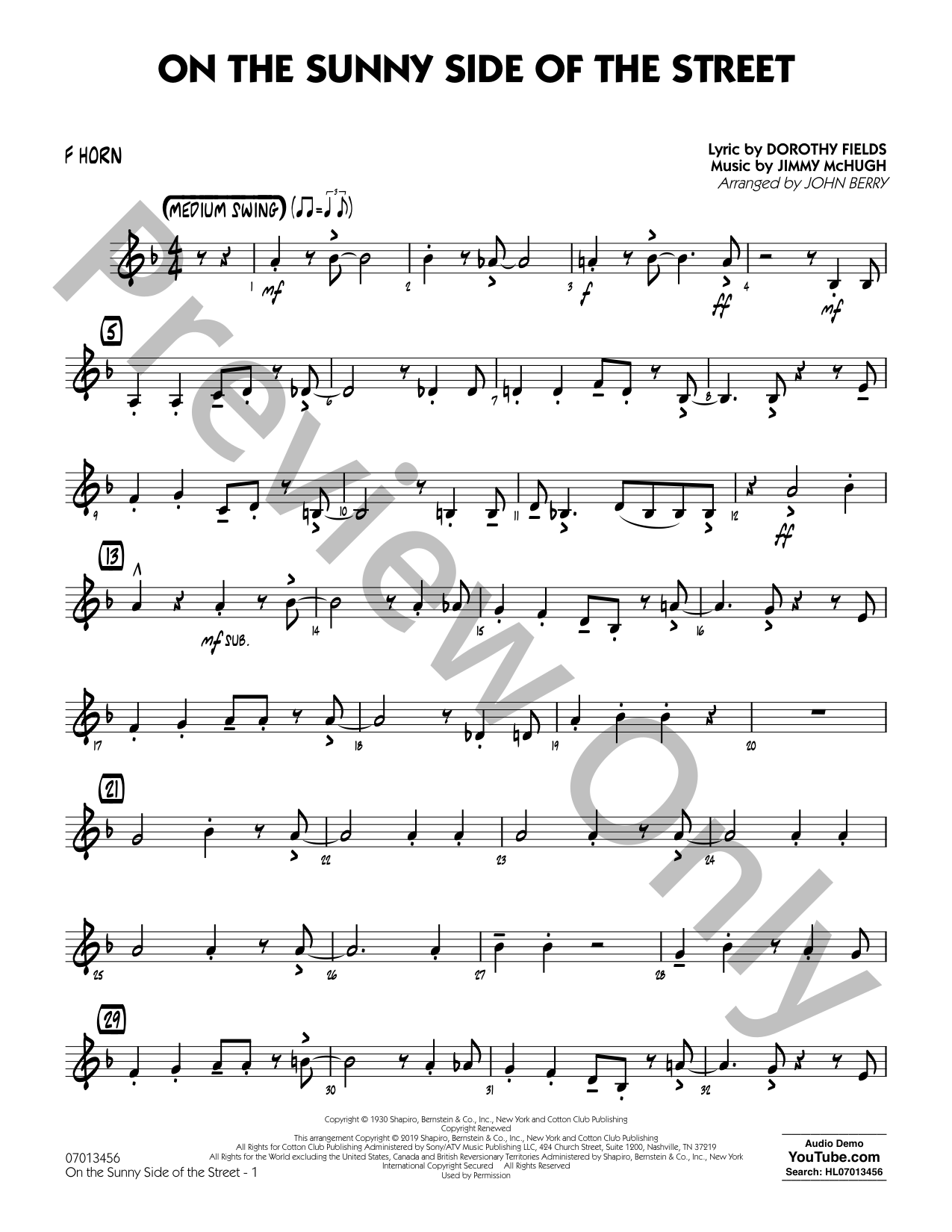On the Sunny Side of the Street Jazz Sheet Music | J.W. Pepper