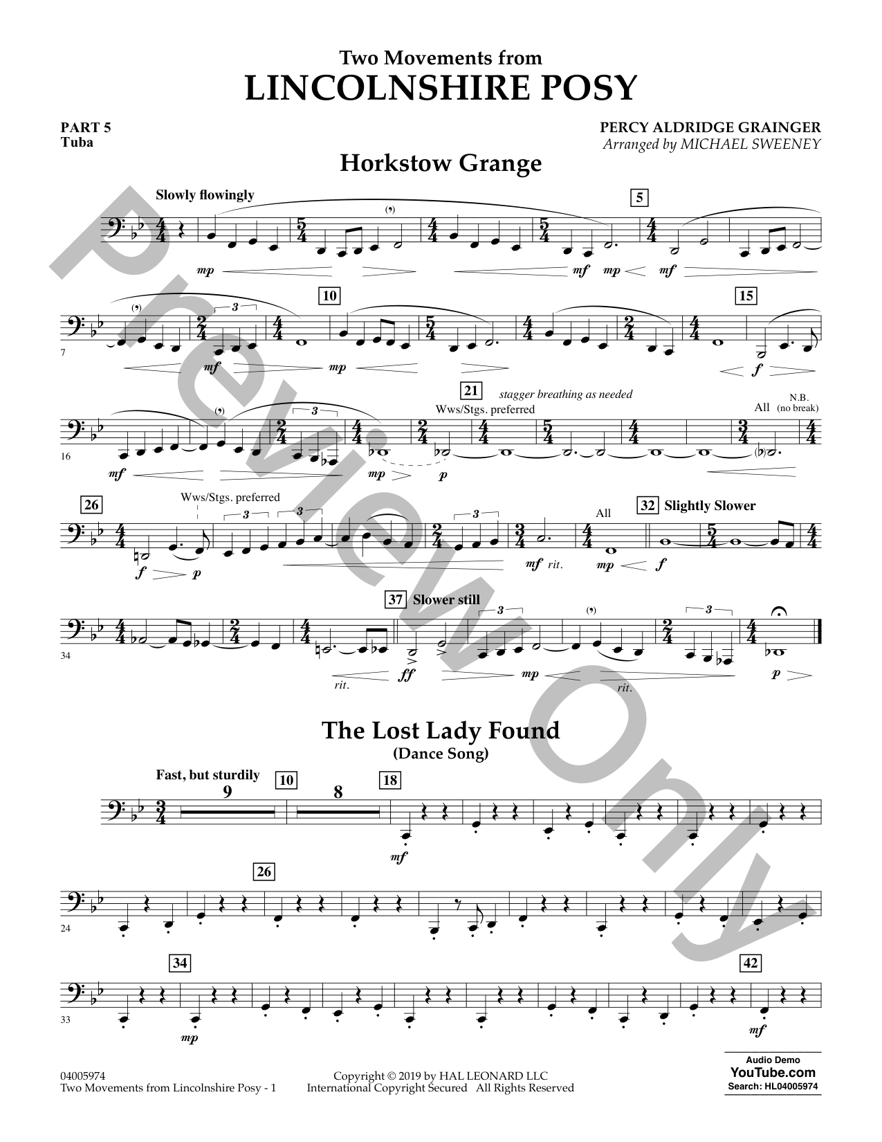 Two Movements from Lincolnshire Posy (arr. Michael Sweeney
