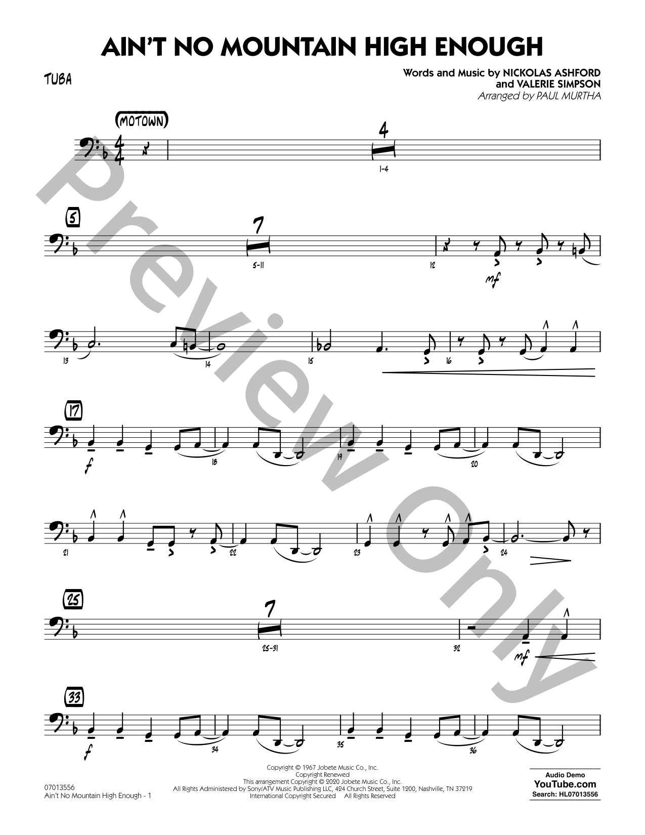 Ain't No Mountain High Enough Jazz Sheet Music | J.W. Pepper