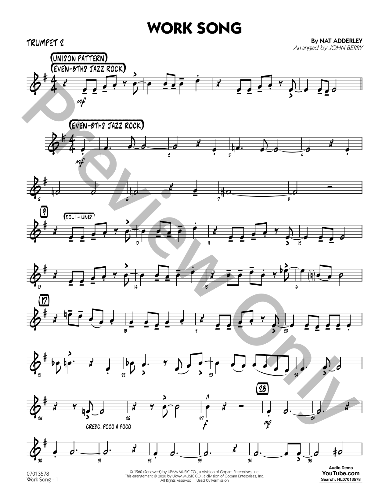 Work Song Jazz Sheet Music | J.W. Pepper