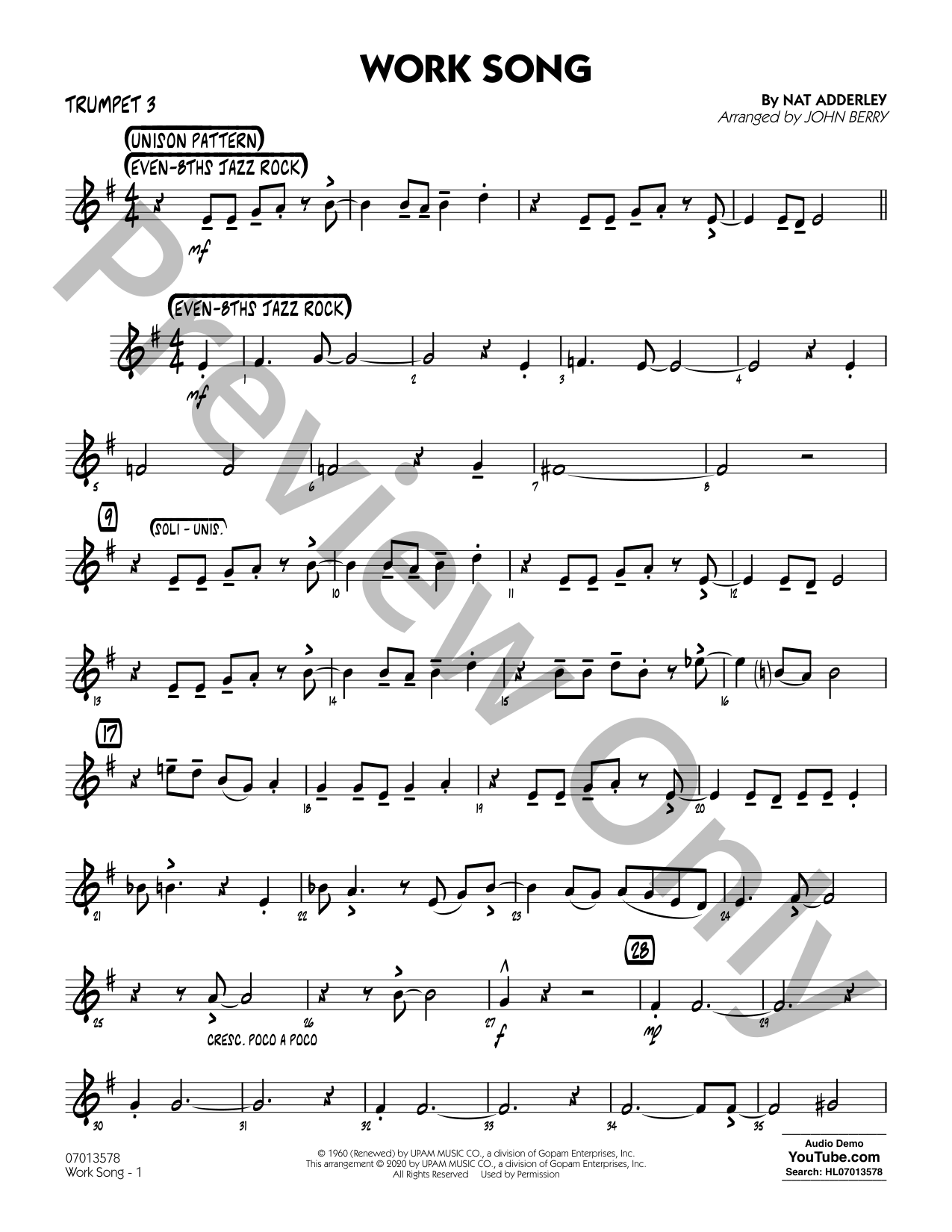 Work Song Jazz Sheet Music | J.W. Pepper