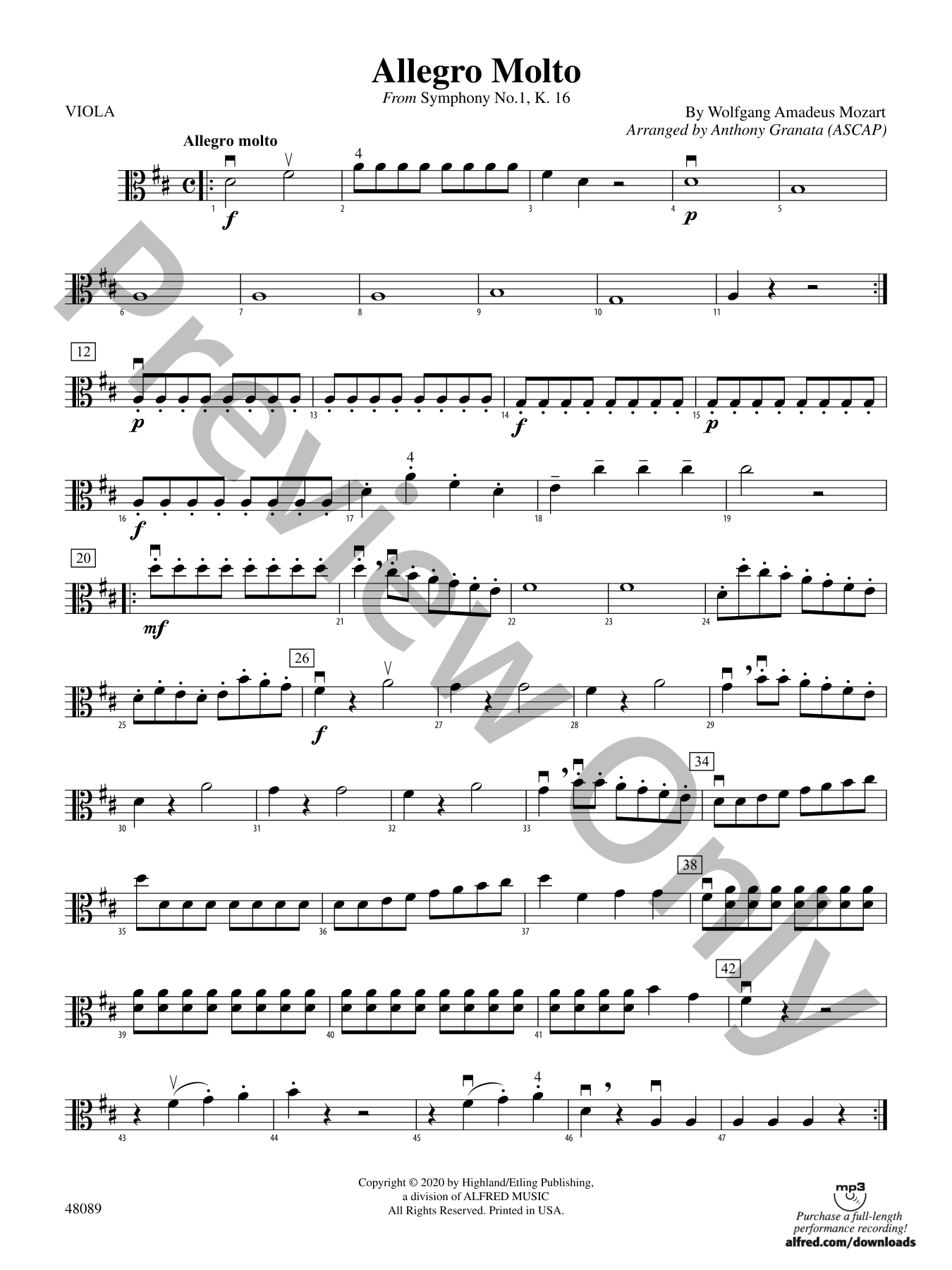 Allegro Molto Orchestra Sheet Music | J.W. Pepper