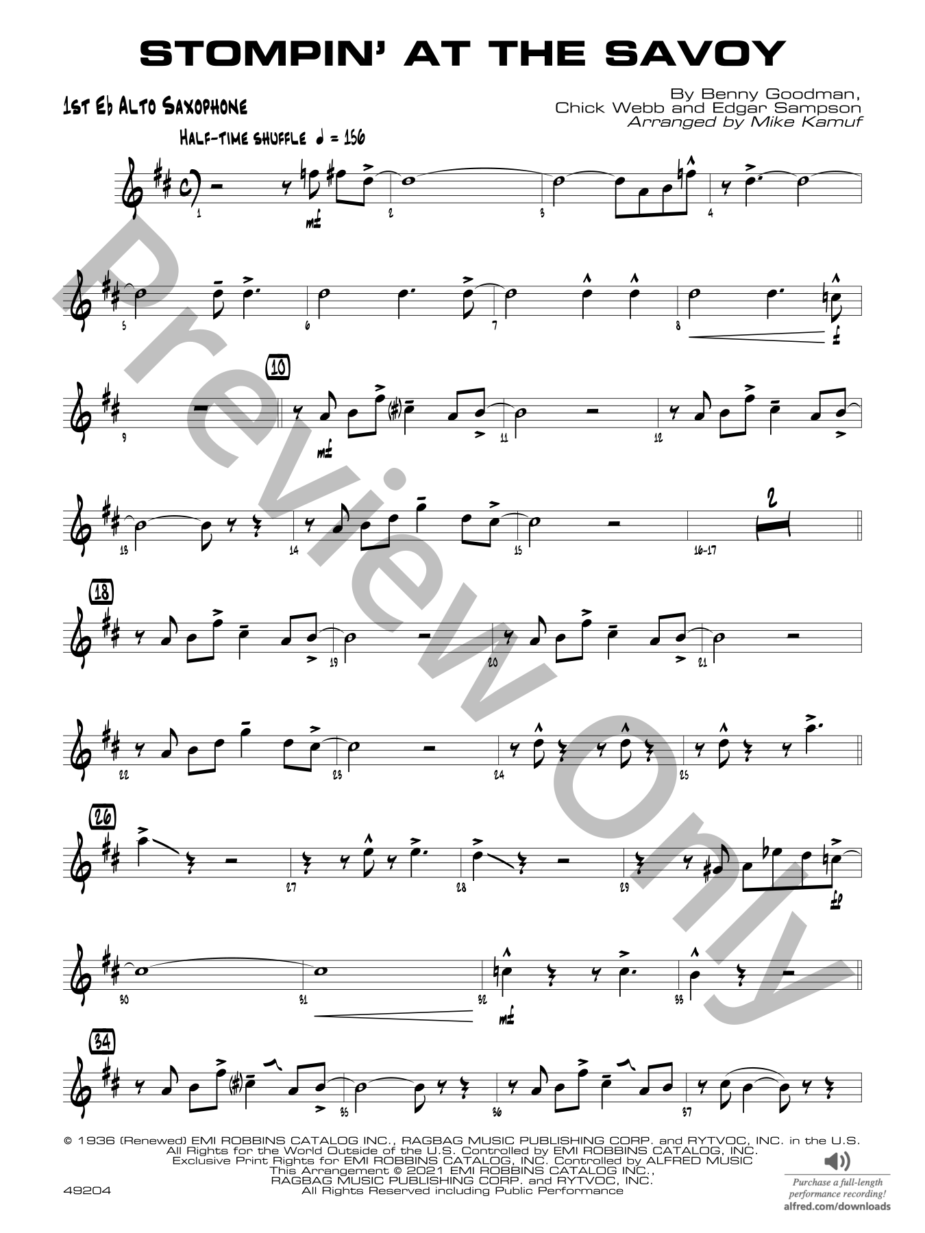Stompin' at the Savoy Jazz Sheet Music | J.W. Pepper