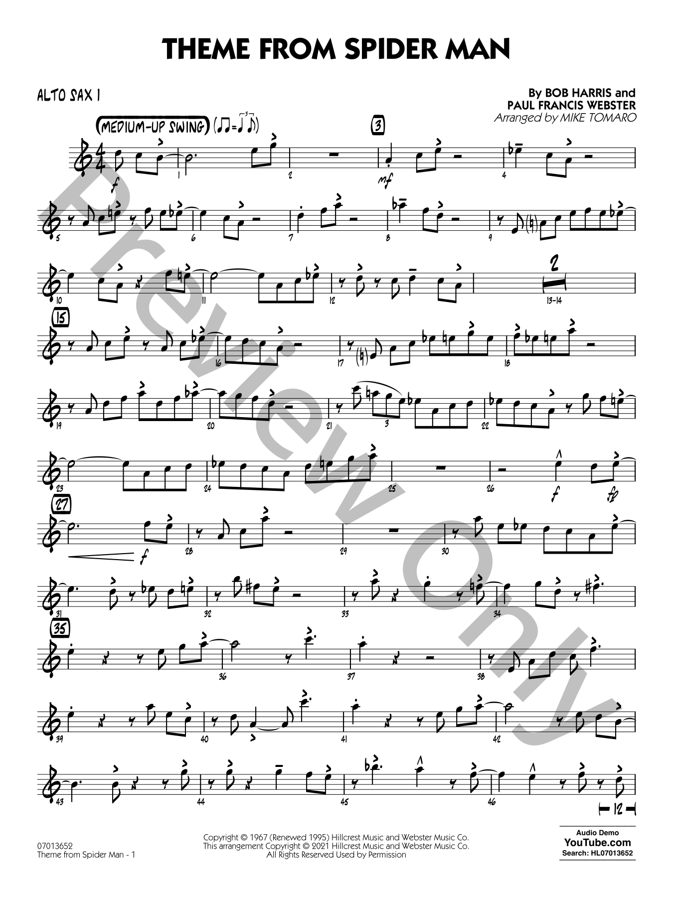 【値下げしました】マーチング楽譜 テーマ・フロム・スパイダーマン Theme from Spider-Man Jazz Sheet Music | J.W. Pepper