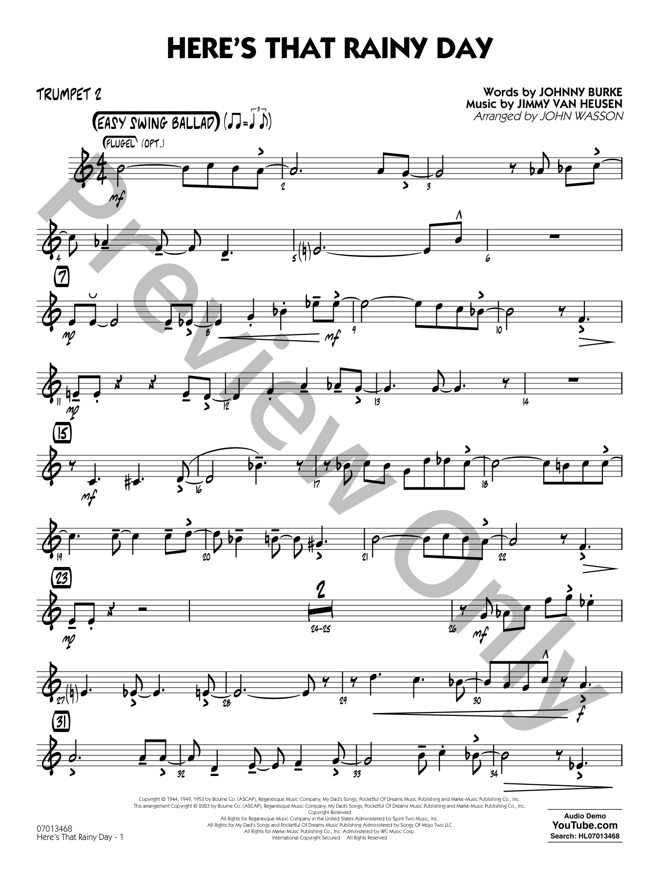 Here's That Rainy Day Jazz Sheet Music | J.W. Pepper