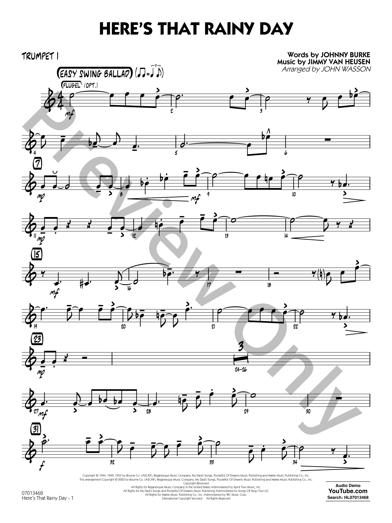 Here's That Rainy Day Jazz Sheet Music | J.W. Pepper