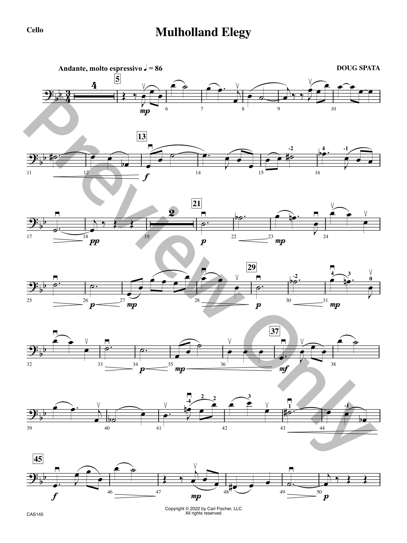Mulholland Elegy Orchestra Sheet Music | J.W. Pepper
