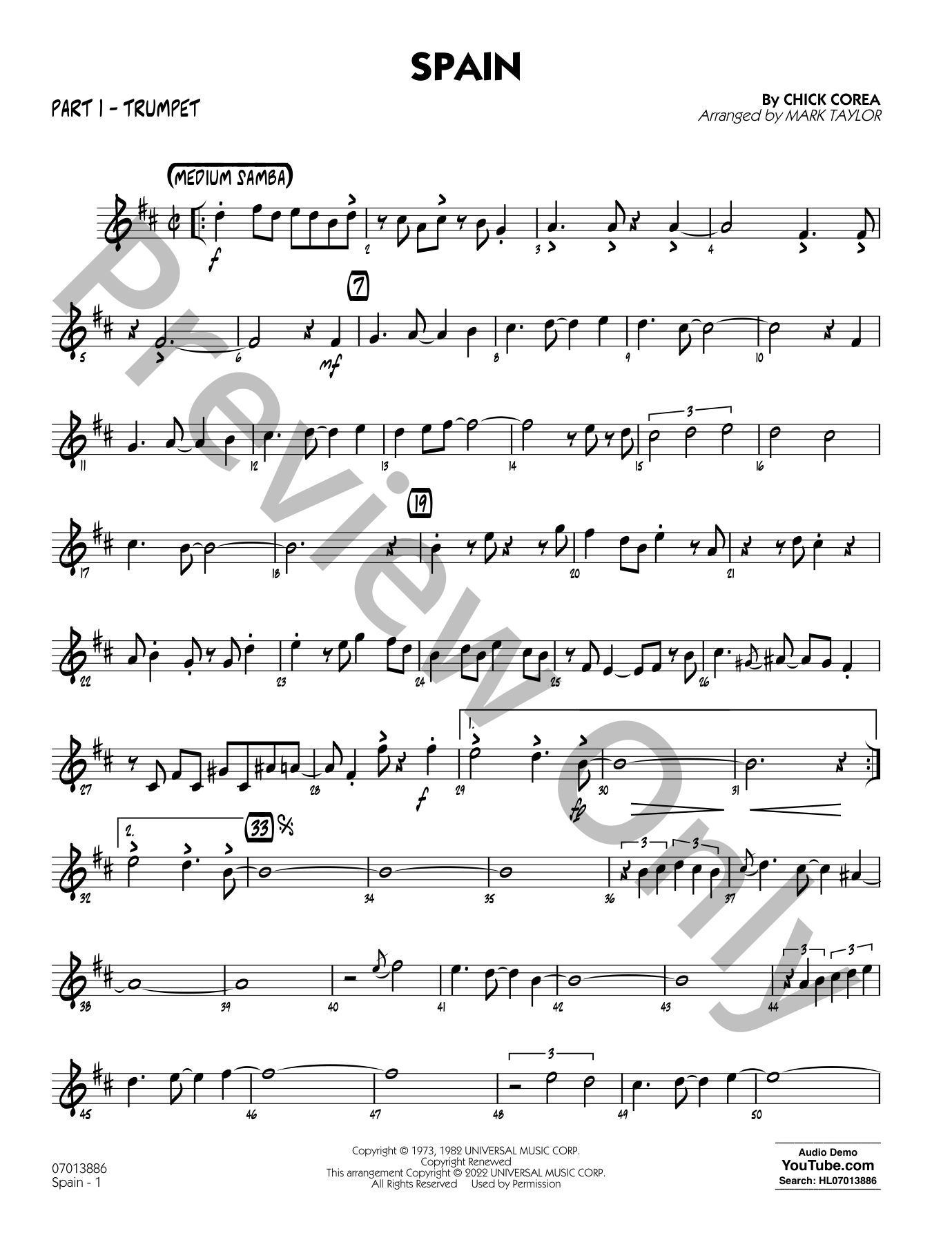 Spain Jazz Sheet Music | J.W. Pepper