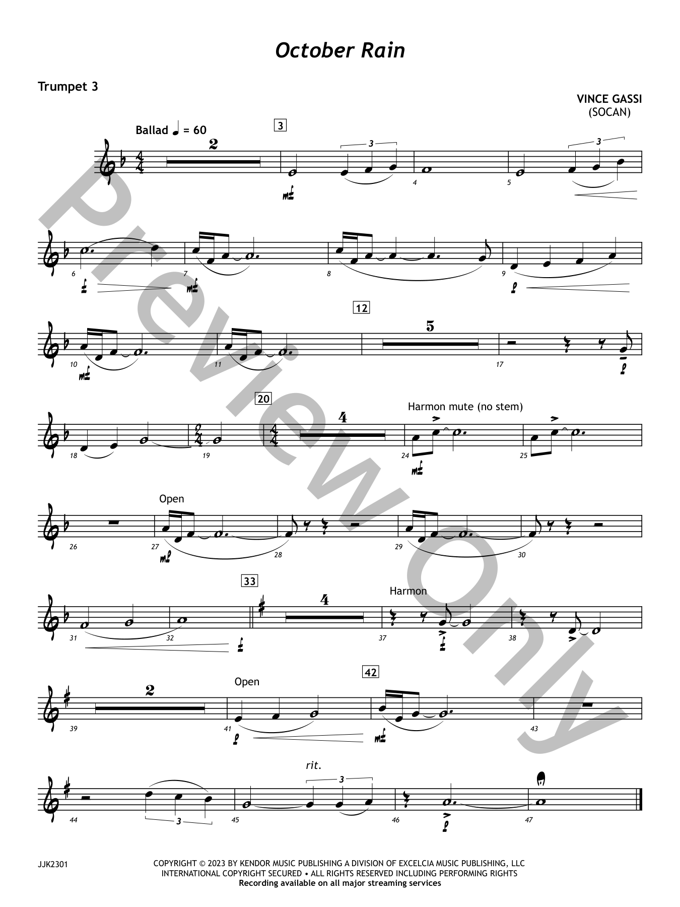 October Rain Jazz Sheet Music | J.W. Pepper