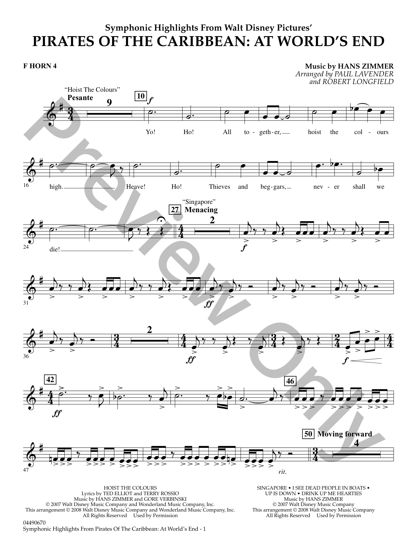 Pirates of the Caribbean: At World's End Orchestra Sheet Music