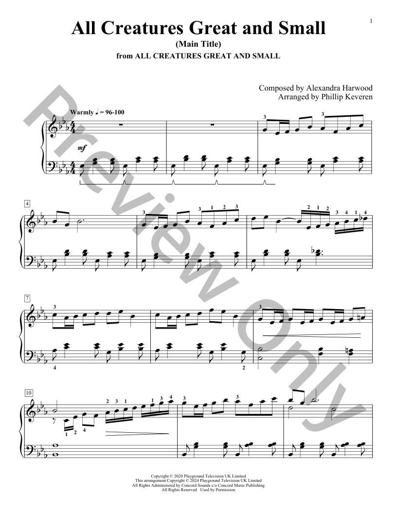 All Creatures Great And Small (Main Title) Piano Sheet Music | J.W. Pepper