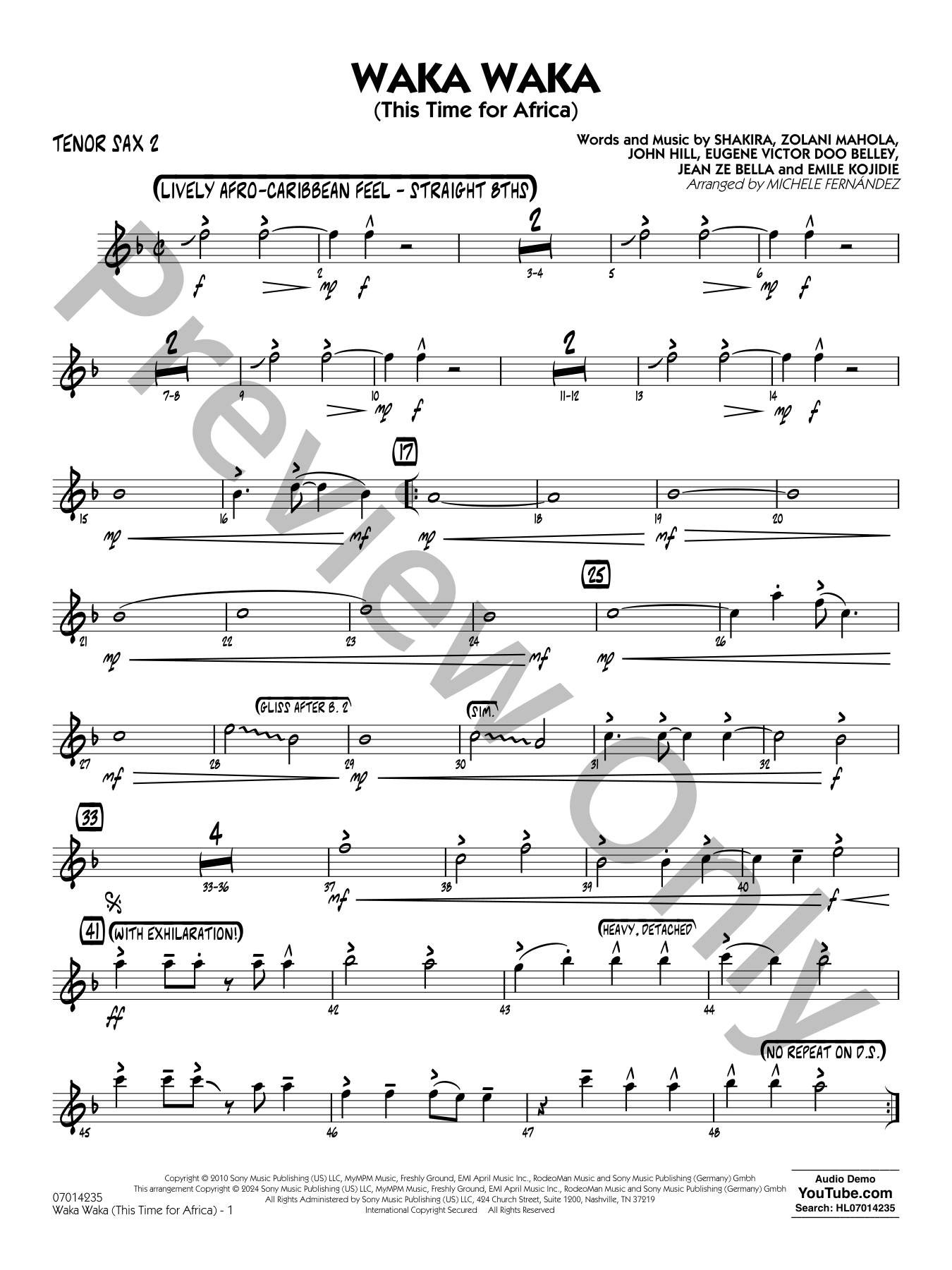 Waka Waka Jazz Sheet Music | J.W. Pepper