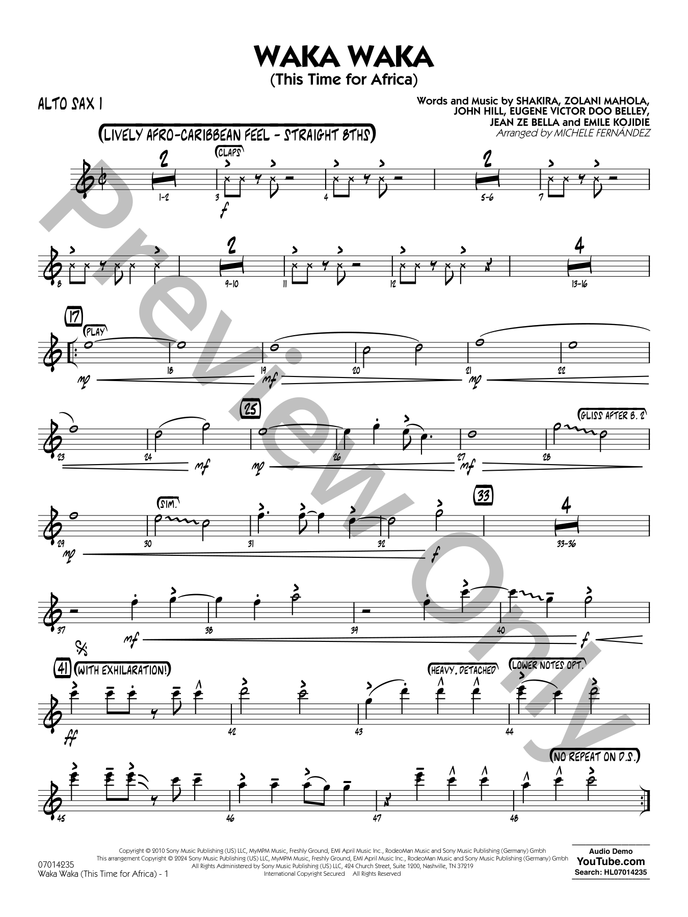 wakakoページ Waka Waka Jazz Sheet Music | J.W. Pepper