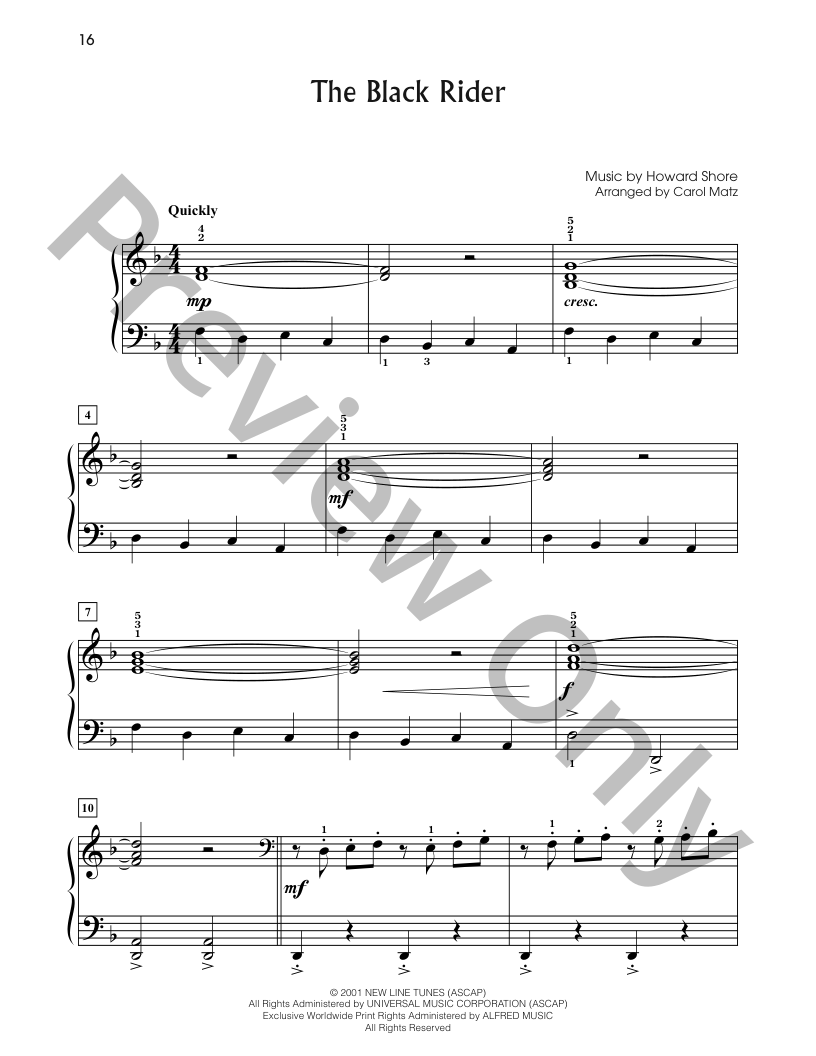 The Black Rider Big Note Piano Sheet Music | J.W. Pepper