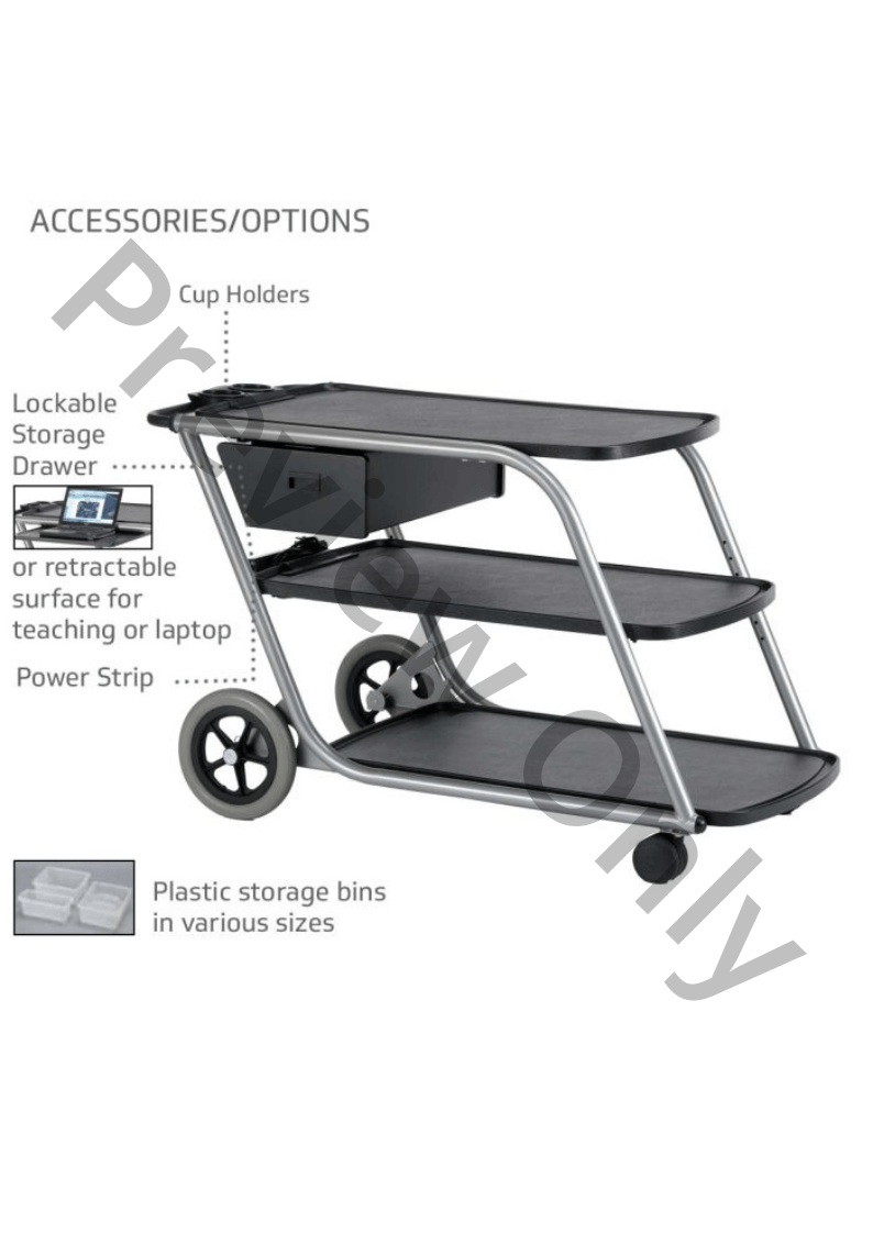 Teacher Taxi Cart with Storage Drawer and Power Strip | J.W. Pepper
