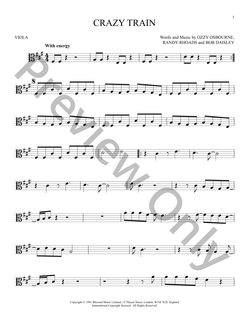 Crazy Train Sheet Music | J.W. Pepper