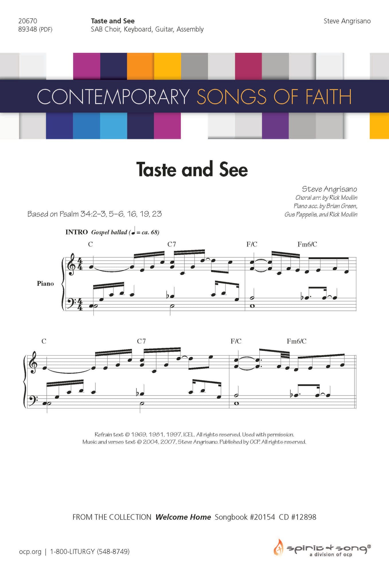 Taste and See Choral Sheet Music | J.W. Pepper