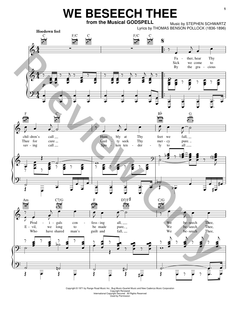 We Beseech Thee P/V/G Sheet Music | J.W. Pepper
