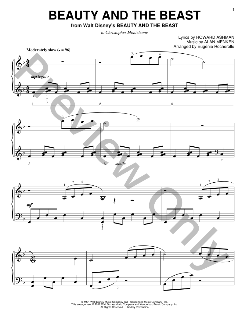 Beauty and the Beast Piano Sheet Music | J.W. Pepper