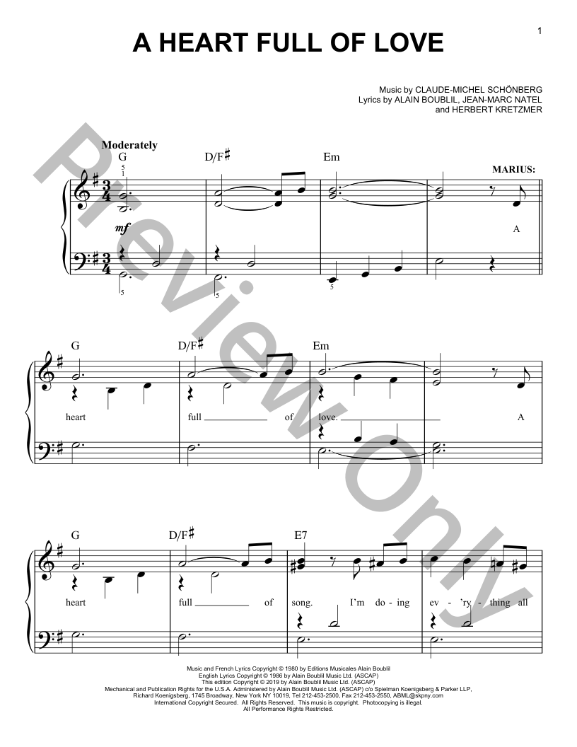 A Heart Full Of Love Easy Piano Sheet Music | J.W. Pepper