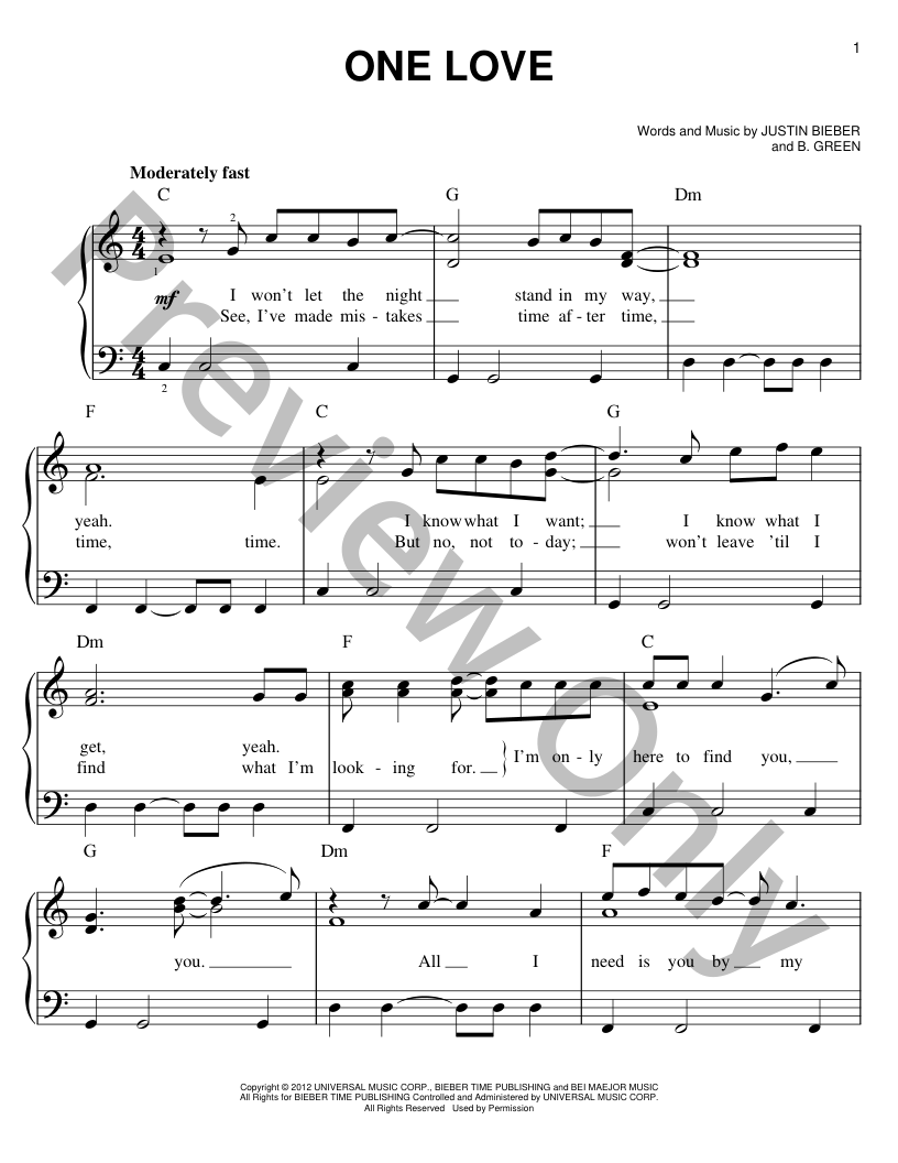 希少！janis crucnh / I just love the piano One Love Easy Piano Sheet Music | J.W. Pepper