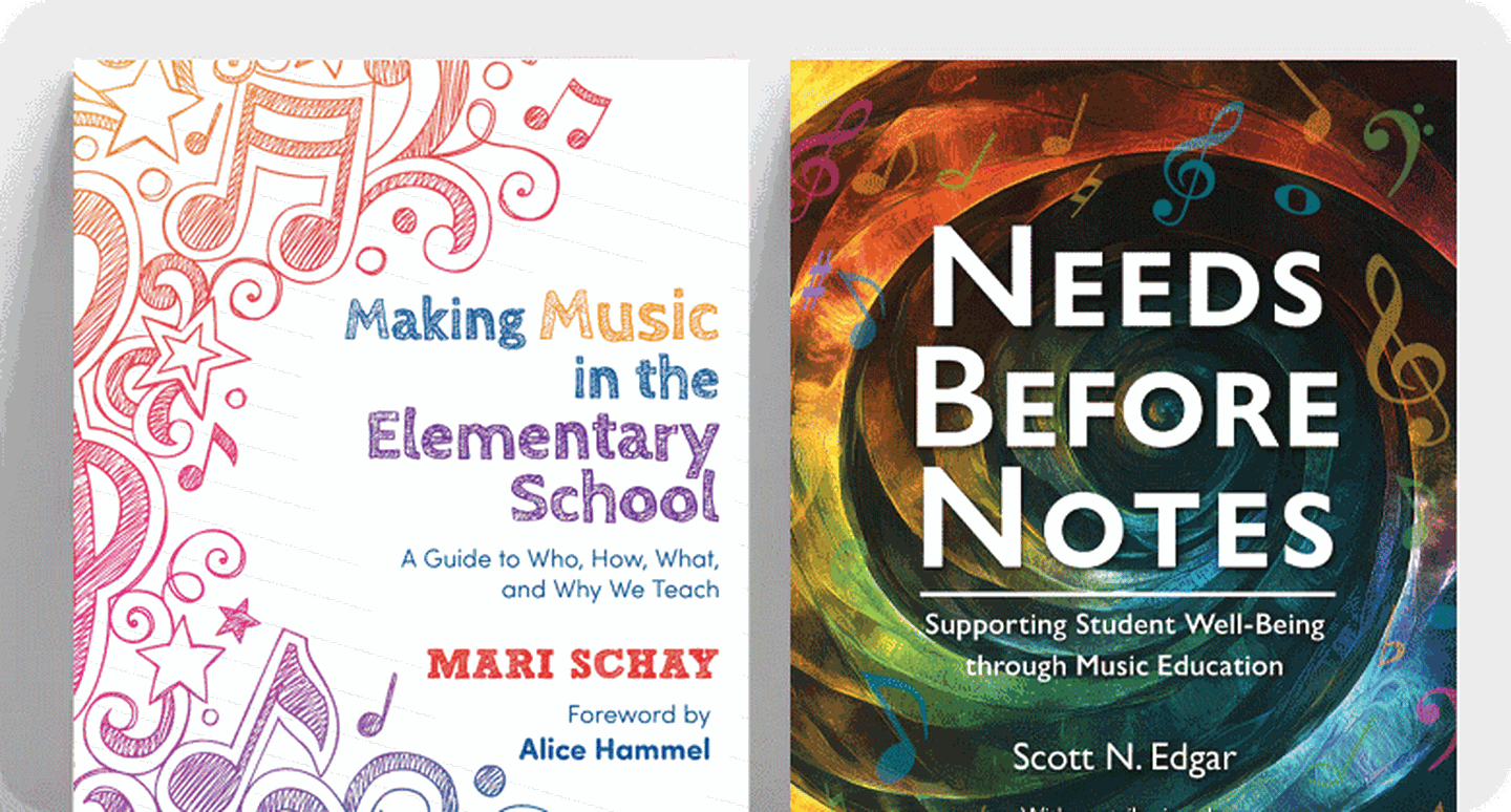 Covers for books on music education Making Music in the Elementary School and Needs Before Notes.
