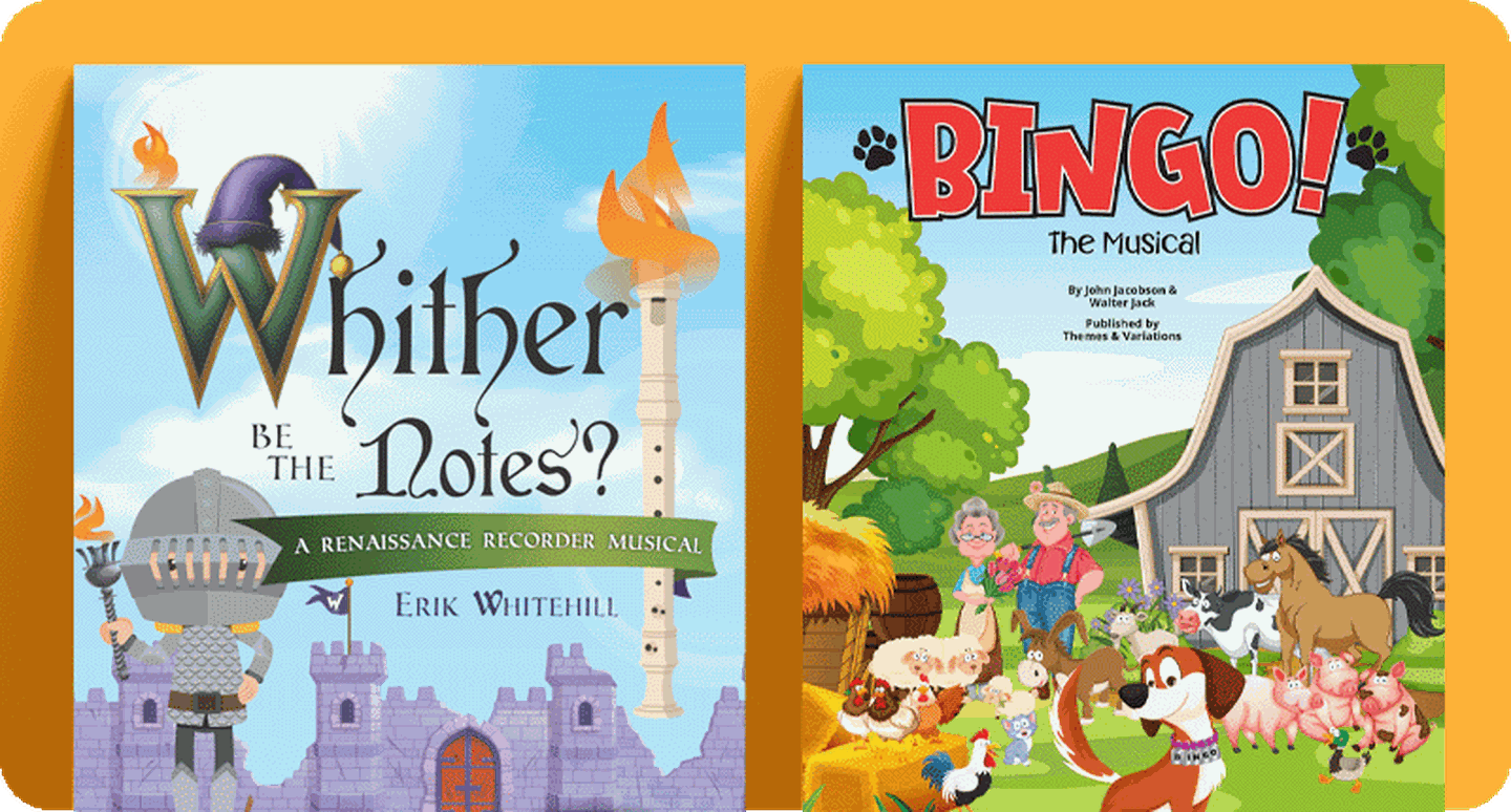 Elementary musical revue titles Whither Be The Notes and Bingo! The Musical.