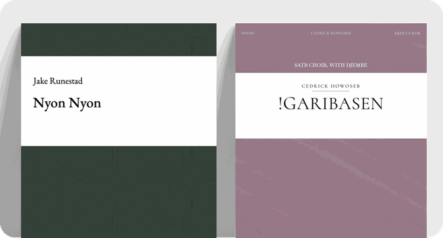 New advanced choir sheet music covers Nyon Nyon and Garibasen.