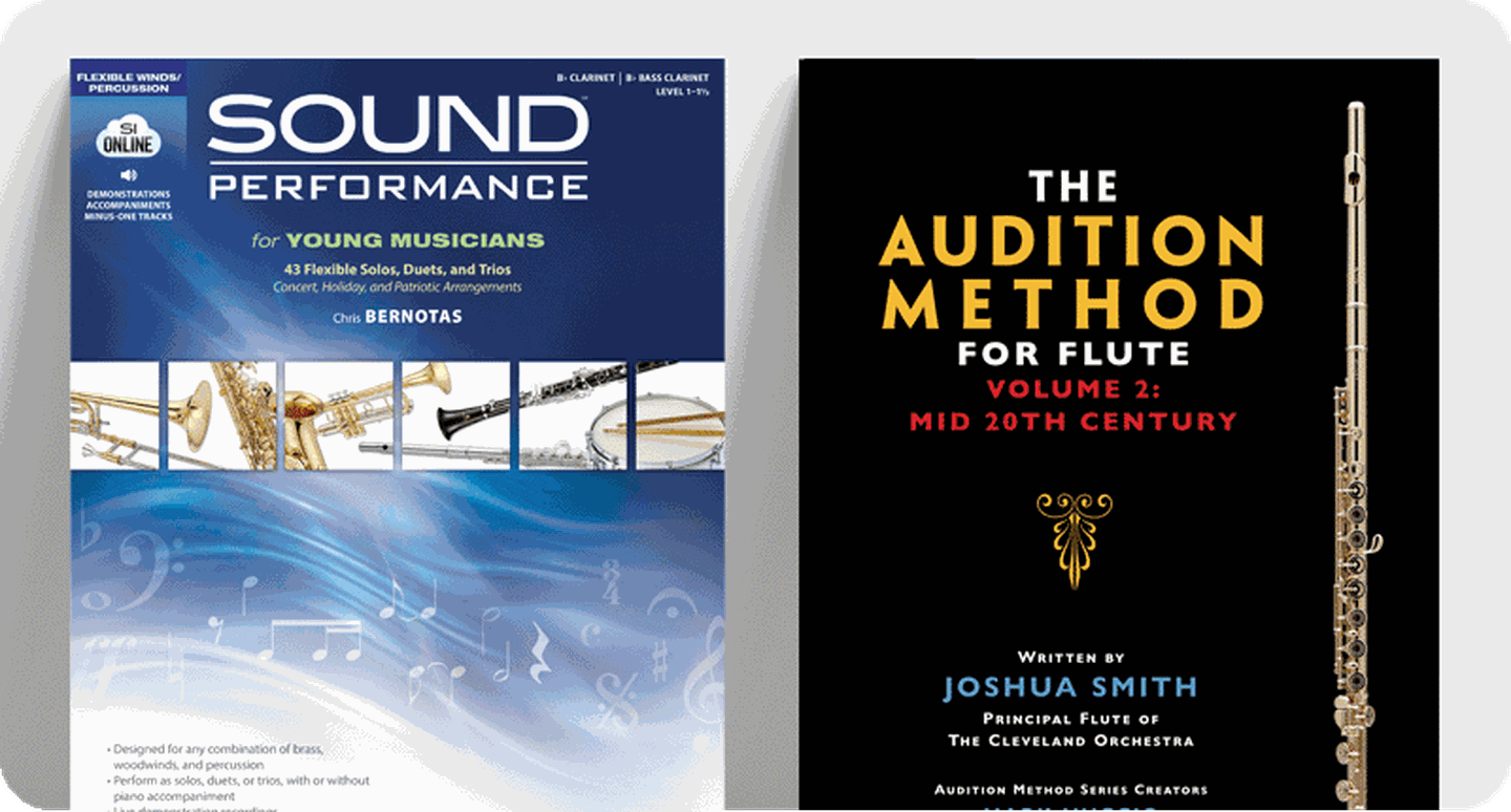 Woodwind method and lesson book covers for Sound Performance and The Audition Method.