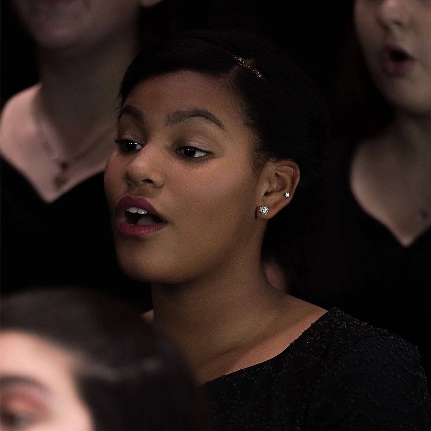 Close up of a woman singing