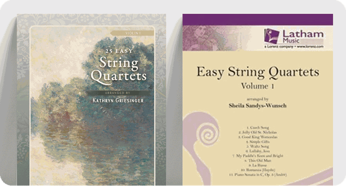 String Quartet and Easy String sheet music front covers
