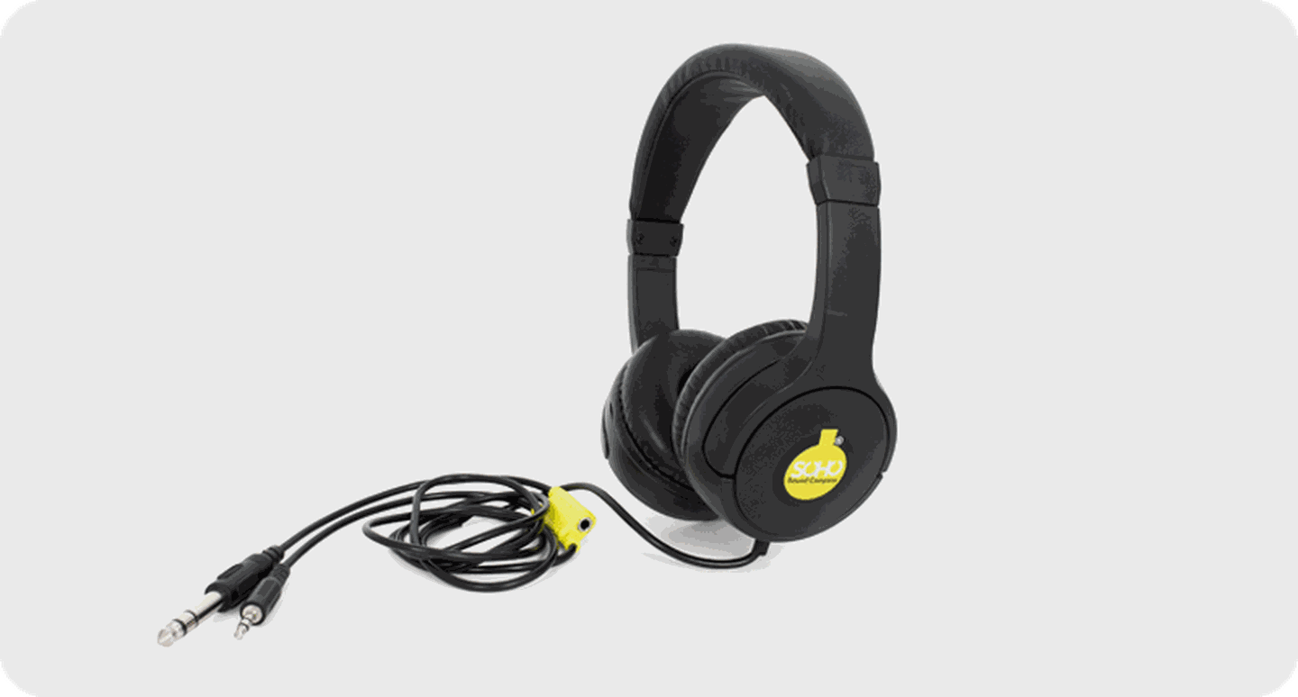 Wired studio headphones.