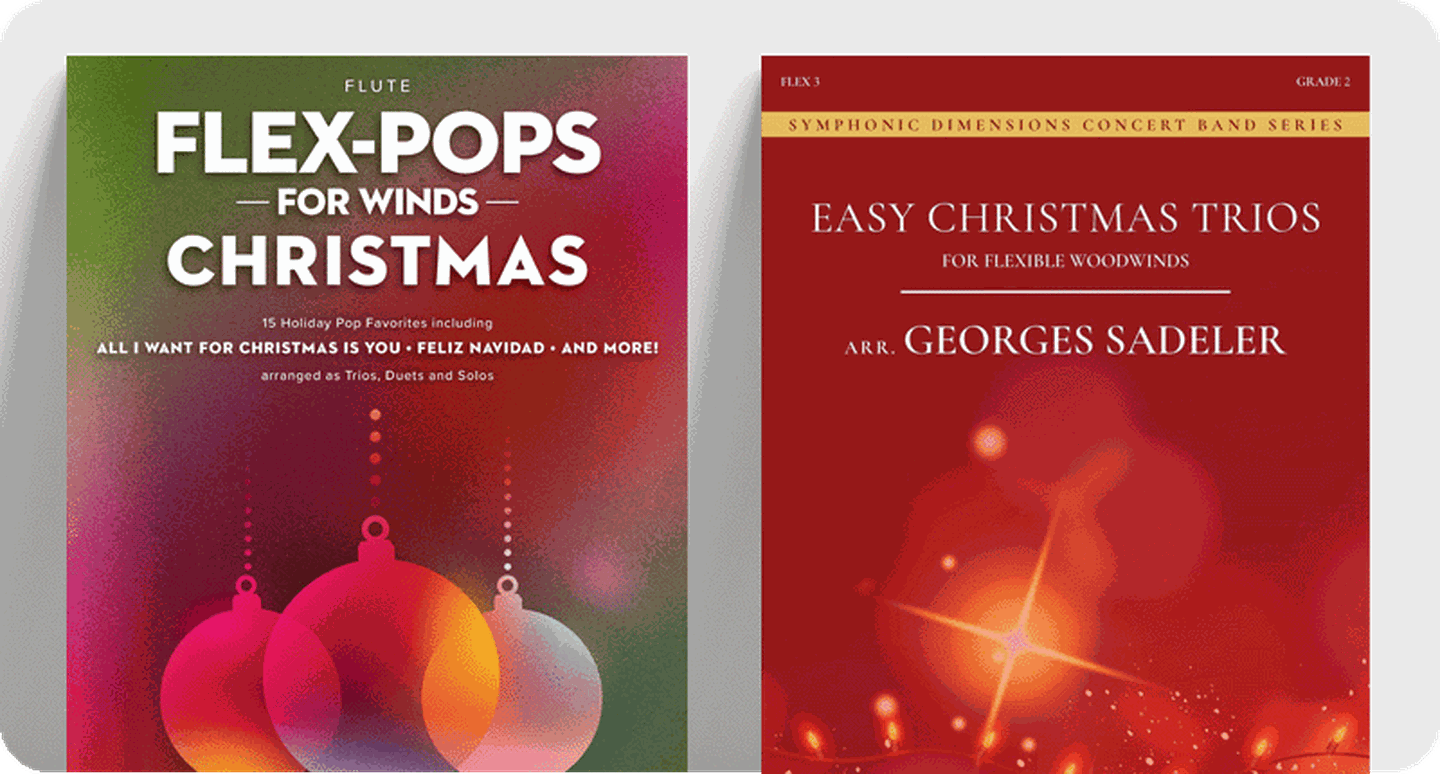 Woodwind Christmas sheet music covers Flex-Pops for Christmas and Easy Christmas Trios.