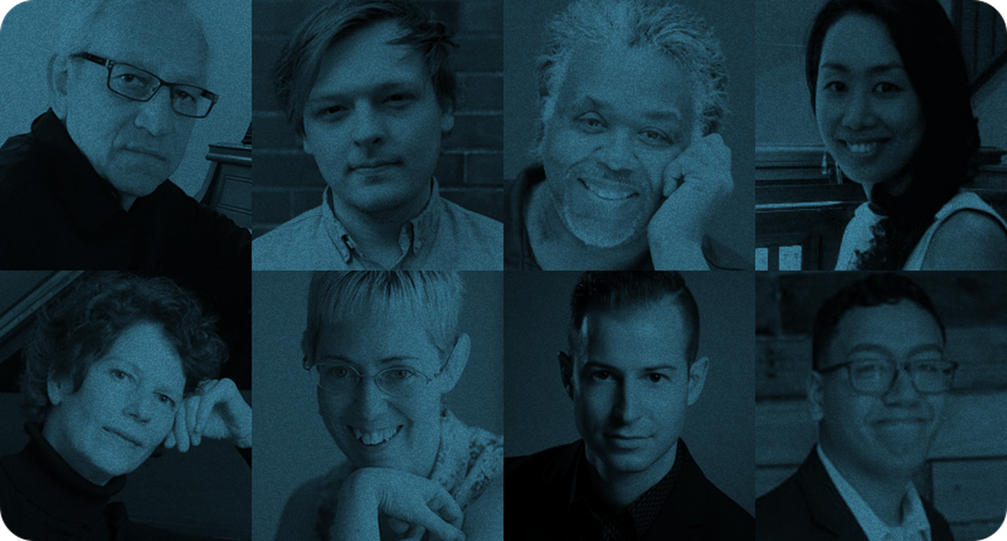 image collage of faces in blue